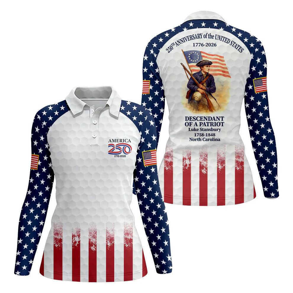 250 Years Of America Tropical Vibe Vintage Golf Polo ShirtPatriotic 4th Of July Golf Shirt For Women (Copy)