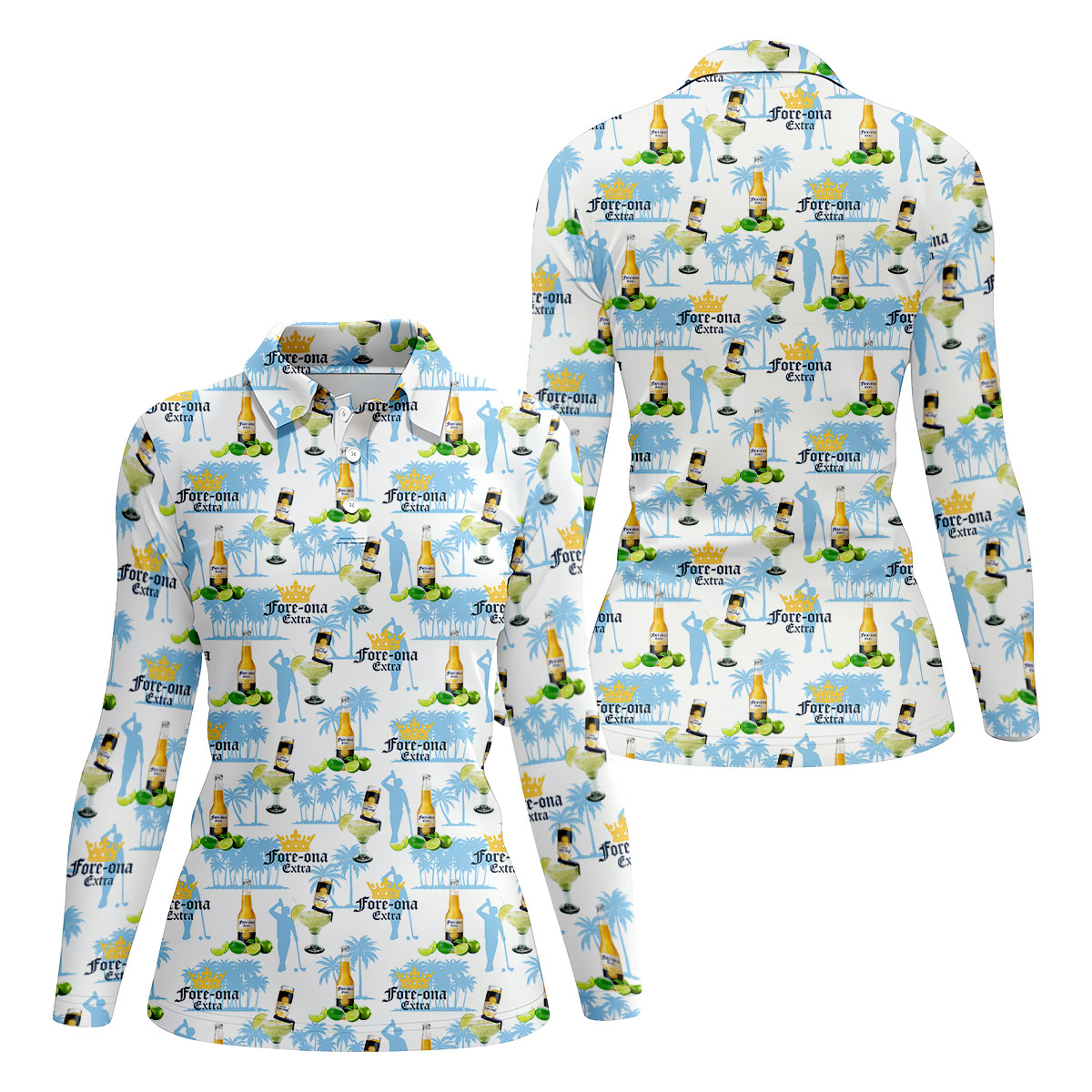 Fore-ona Extra Find Your Fairway Golfer Beer Fun Women's Golf Shirts, Ladies Golf Shirts