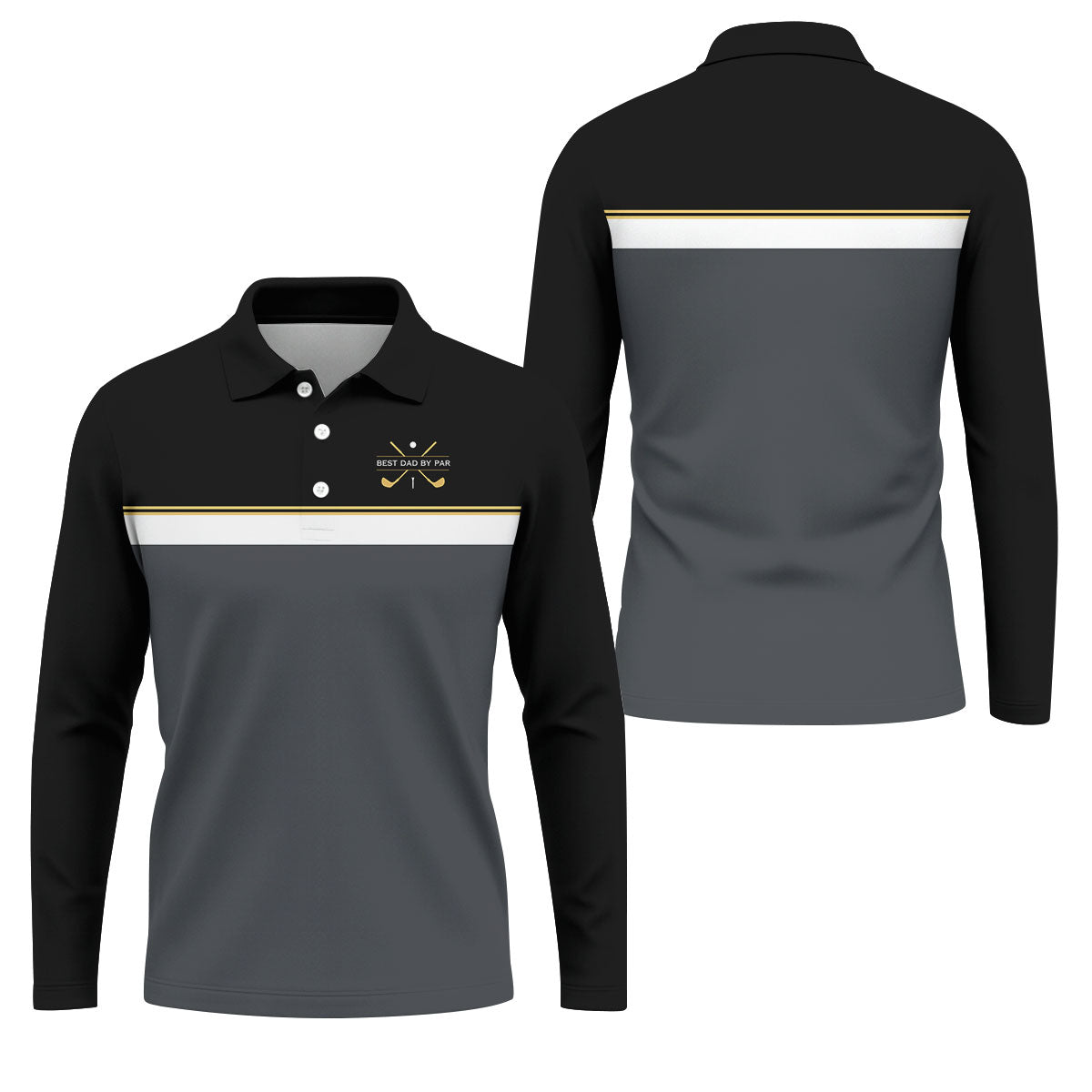 Best Dad By Par Black And Grey Dad Golf Shirt, Father's Day Golf Gift, Polo Shirts For Men