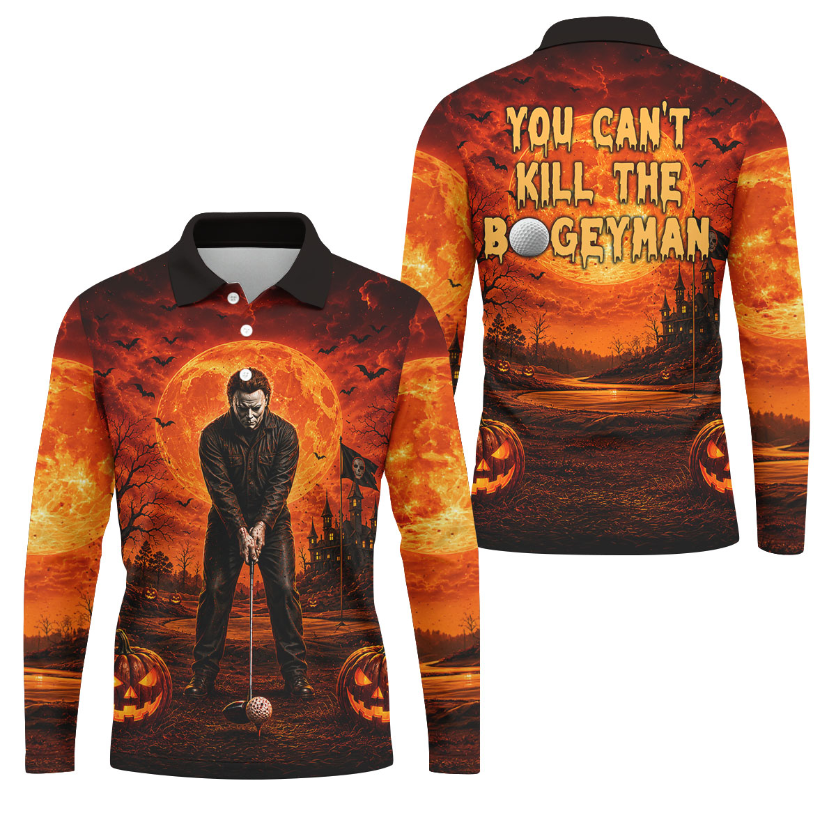 You Can't Kill The Bogeyman Halloween Golf Polo Shirt, Golf Shirts For Men, Mens Golf Polo