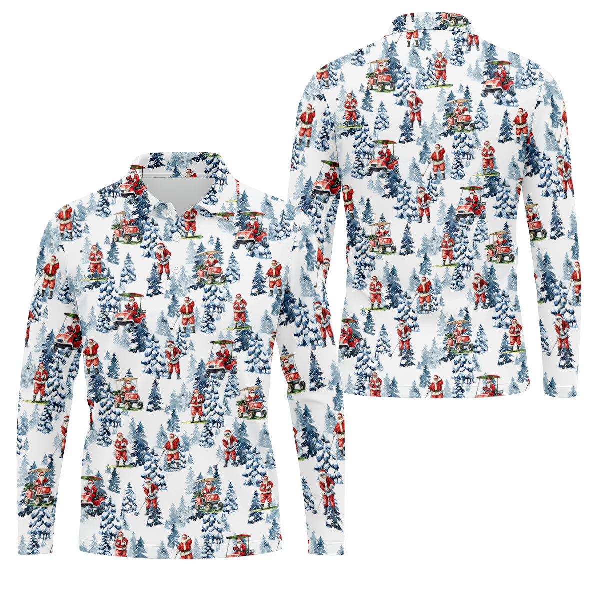 Santa Golfing Polo Shirt ??ns, Fun Golf Shirts For Men, Christmas Golf Shirt, Golf Lover Xmas Gift