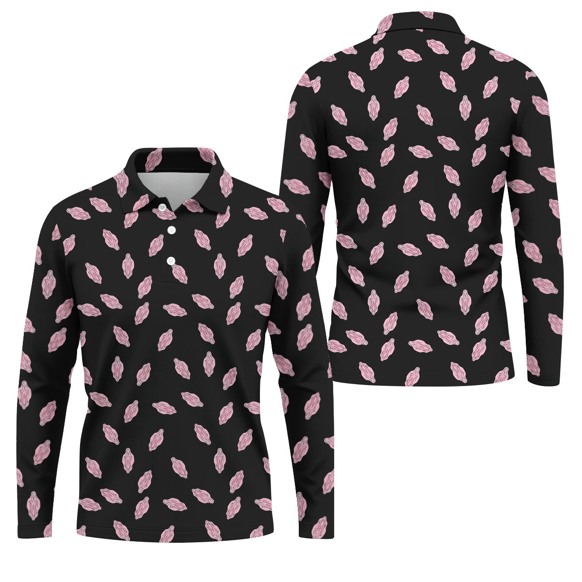 Funny Pink Adult Humor Pattern Polo Shirt, Mens Golf Polo, Golf Polo Shirts For Men