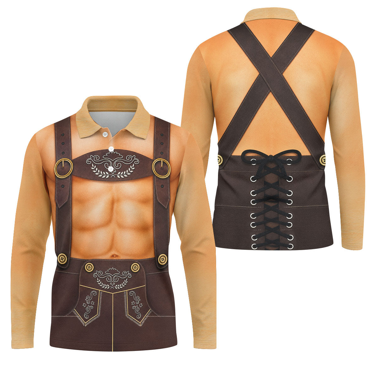 Funny Lederhosen Oktoberfest Costume Polo Shirt, Mens Golf Shirts, Golf Apparel For Men