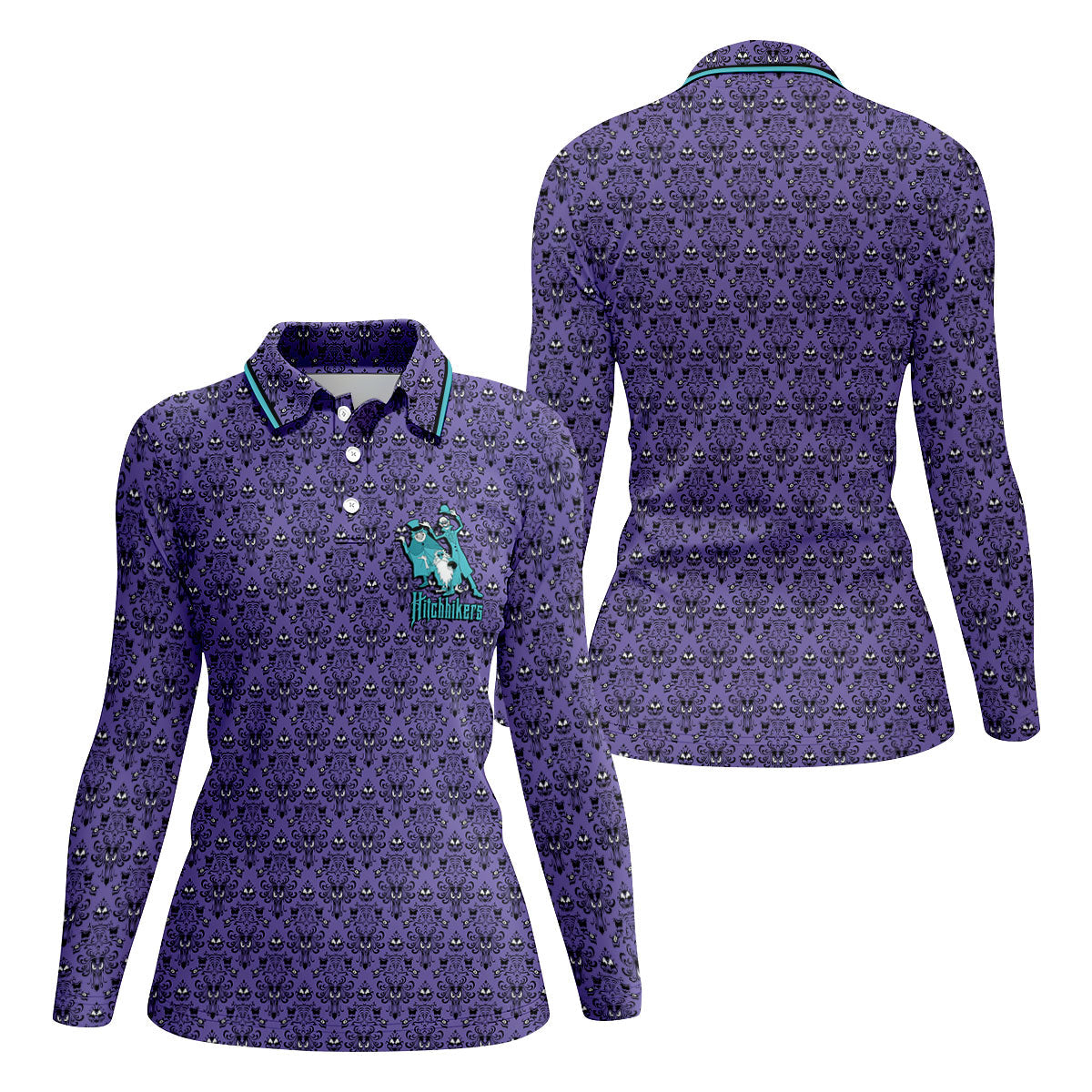 Hitchhikers Horror Character Golf Polo Shirt, Ladies Golf Top, Halloween Shirt For Women