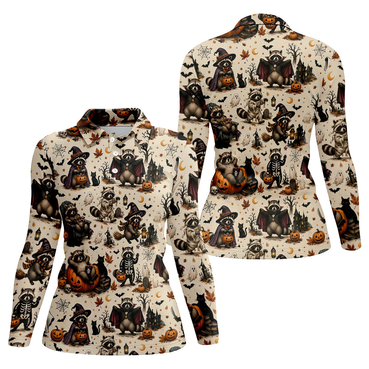 Jimothy Raccoon Costume Halloween Golf Polo Shirt, Golf Tops For Women, Women's Golf Polo