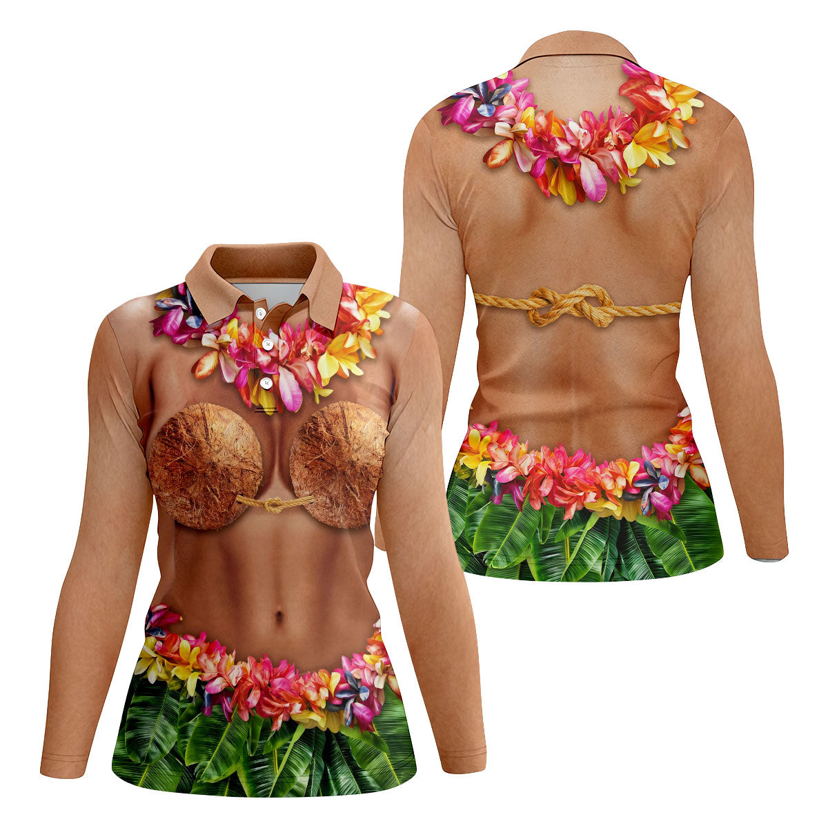 Tropical Theme Party Hawaiian Golf Shirt, Fun Women's Golf Shirts, Ladies Golf Polos