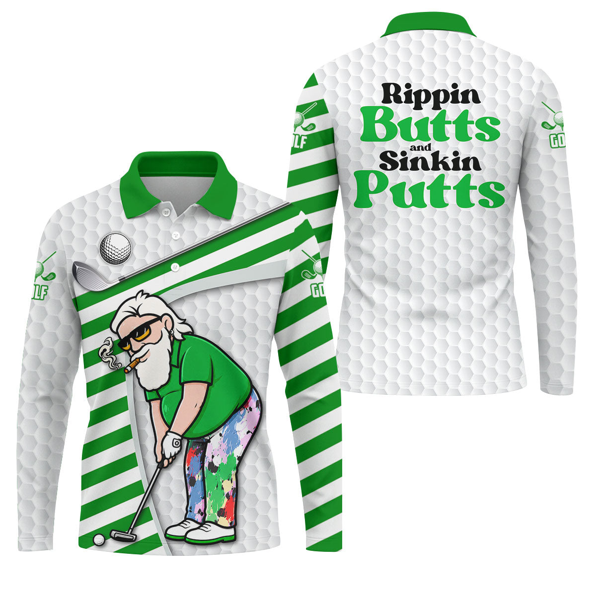 Funny Rippin Butts And Sinkin Putts Polo Shirt, Mens Golf Shirts, Golf Shirts For Men