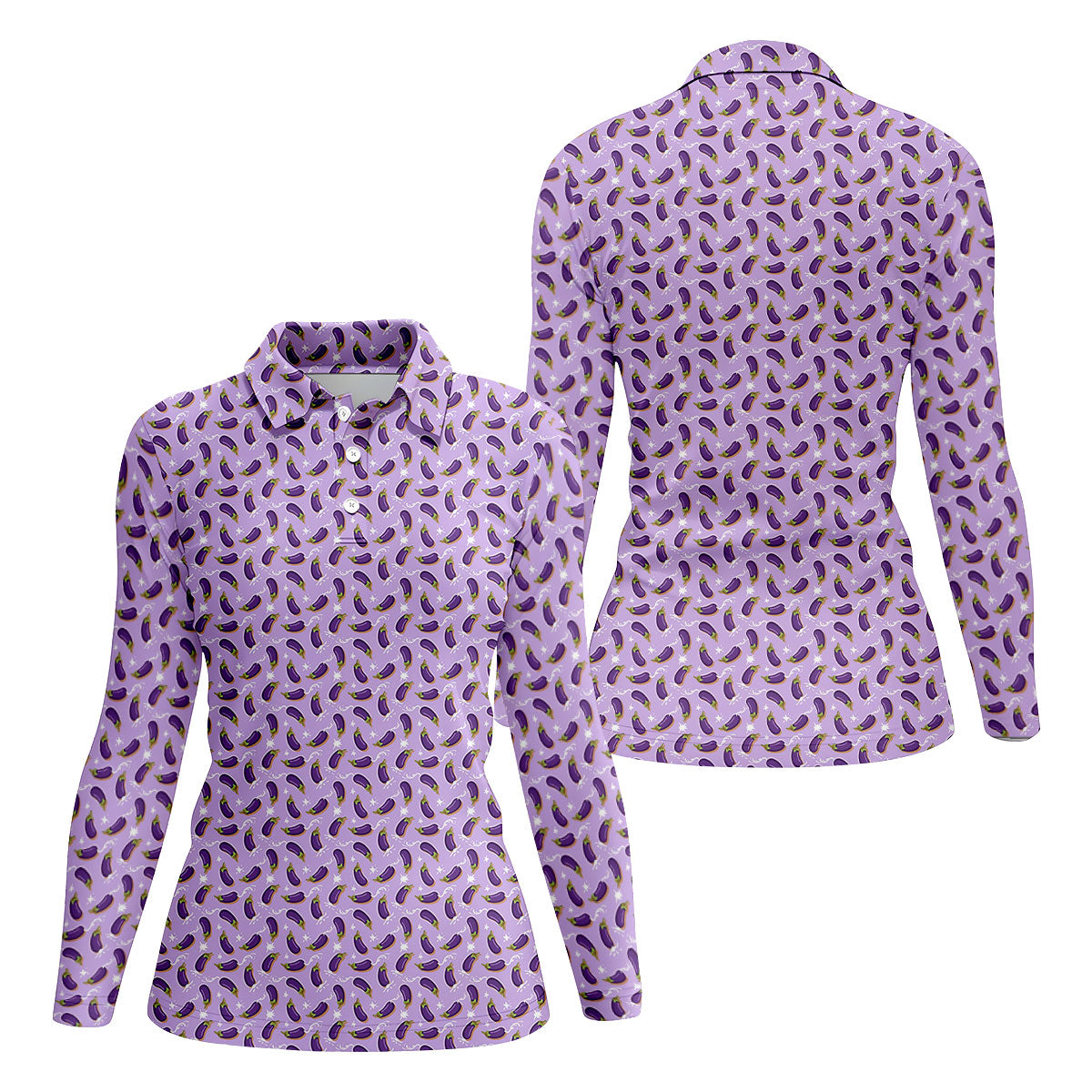 Funny Eggplant Purple Golf Shirt, Fun Women's Golf Shirts, Women's Golf Tops, Ladies Golf Polos