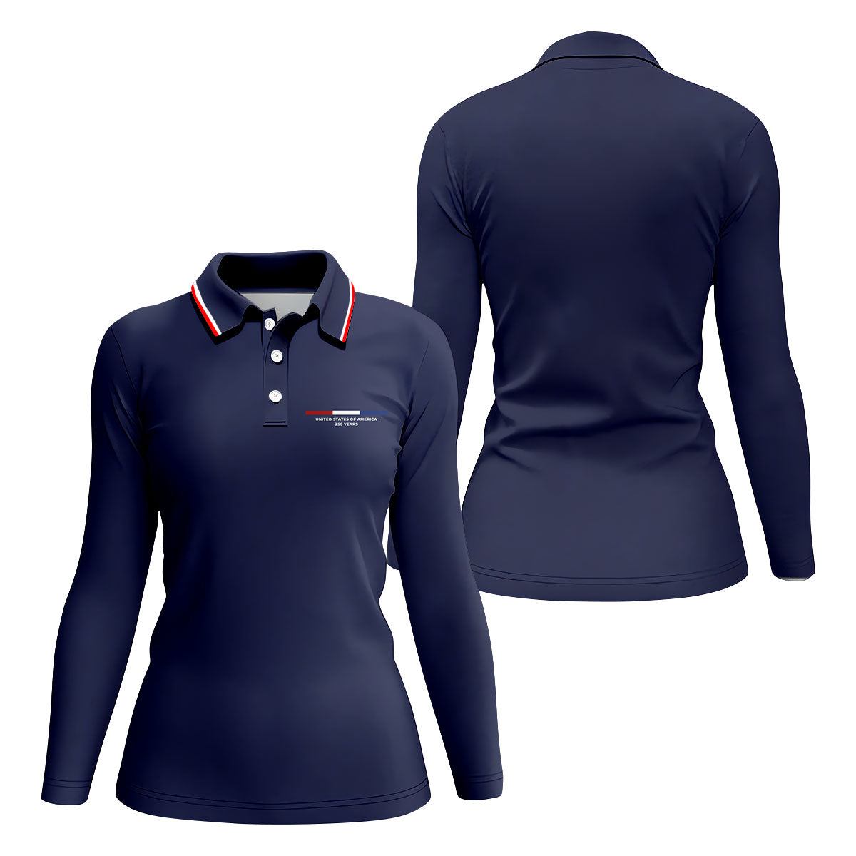 United States Of America 250 Years Navy Golf Shirt, Patriotic Golf Shirt, Golf Shirt For Women