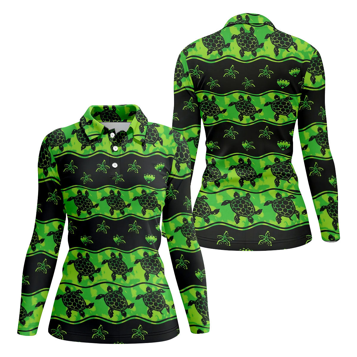 Sea Turtles Sea Creatures Pattern Hawaiian Golf Shirt, Golf Shirt For Women, Golfing Apparel (Copy)