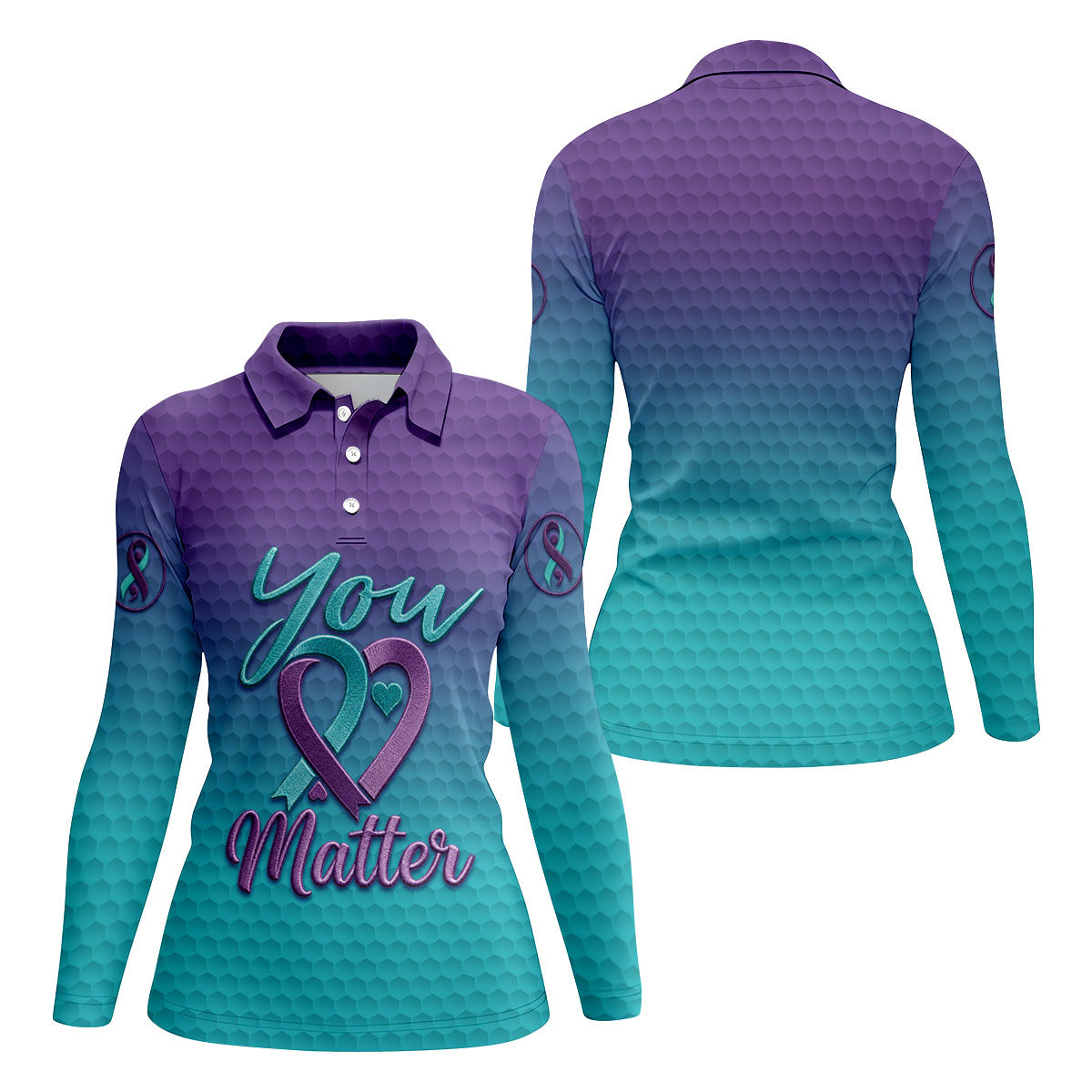 You Matter Suicide Prevention Ribbon Heart Golf Shirts For Women, Performance Golf Shirt