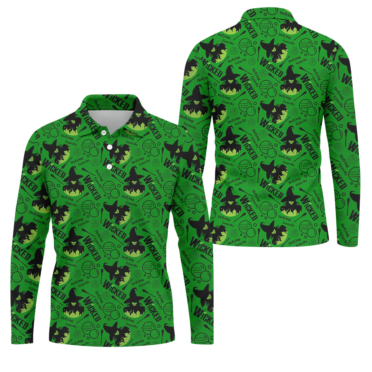 Green Witch Bubble Pattern Halloween Polo Shirt, Polo Shirts For Men, Men's Golf Shirt
