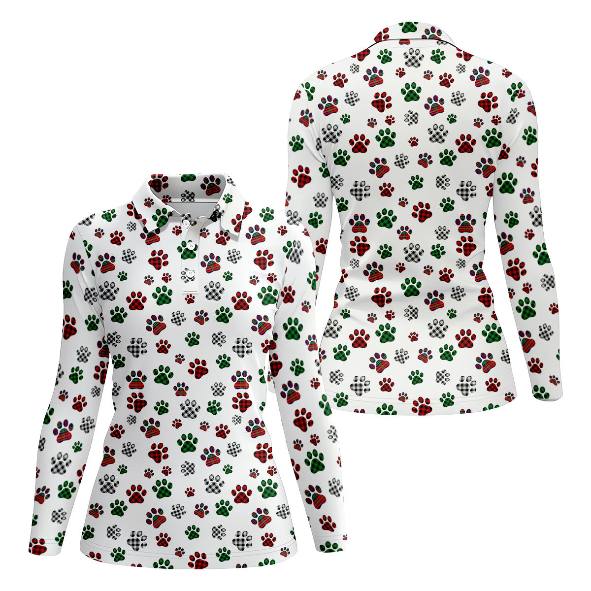 A Heartbeat At My Feet Paw Print Polo ShirtLover Gift, Ladies Golf Shirts, Golf Gifts For Women