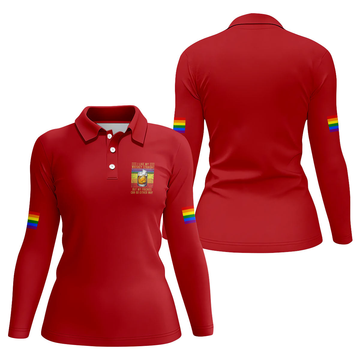 I Like My Whiskey Straight LGBT Pride Month Fun Women's Golf Shirts, LGBT Support Pride Shirt