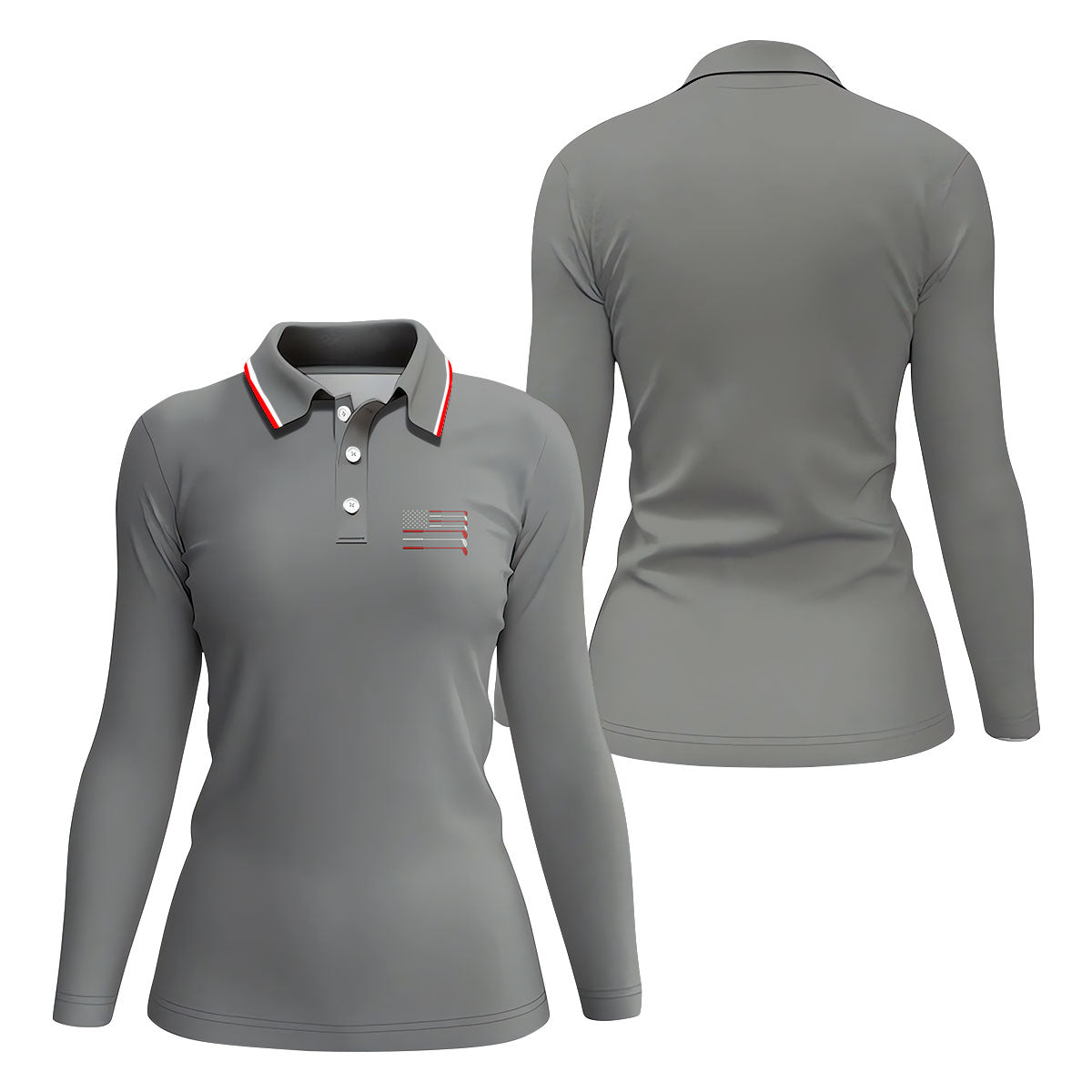 Golf Clubs US Flag Logo 250 Years Grey Golf Shirt, Patriotic 4th Of July Golf Shirt For Women