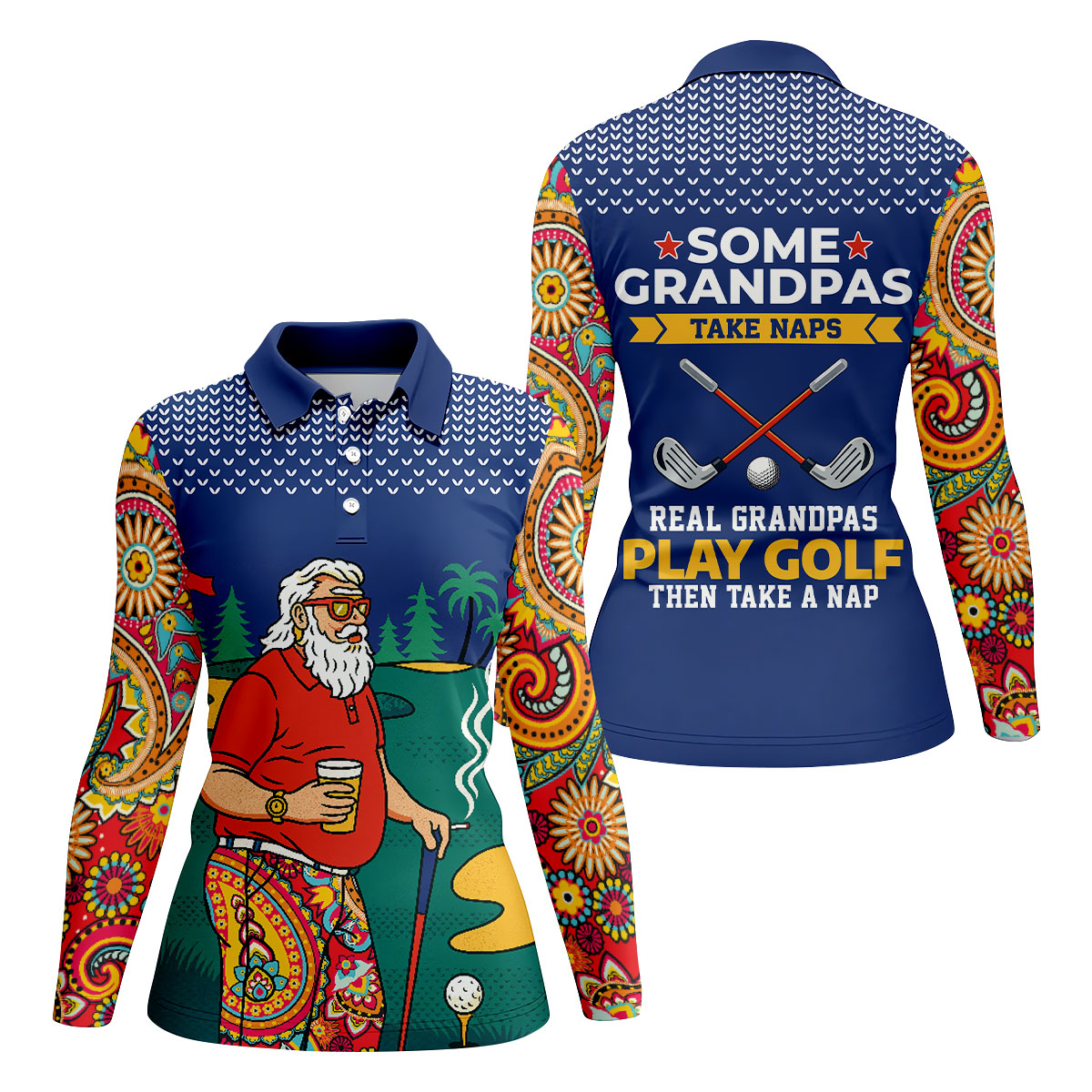 Real Grandpas Play Golf Then Take A Nap Funny Golf Shirt, Ladies Golf Shirts, Golf Shirt For Women