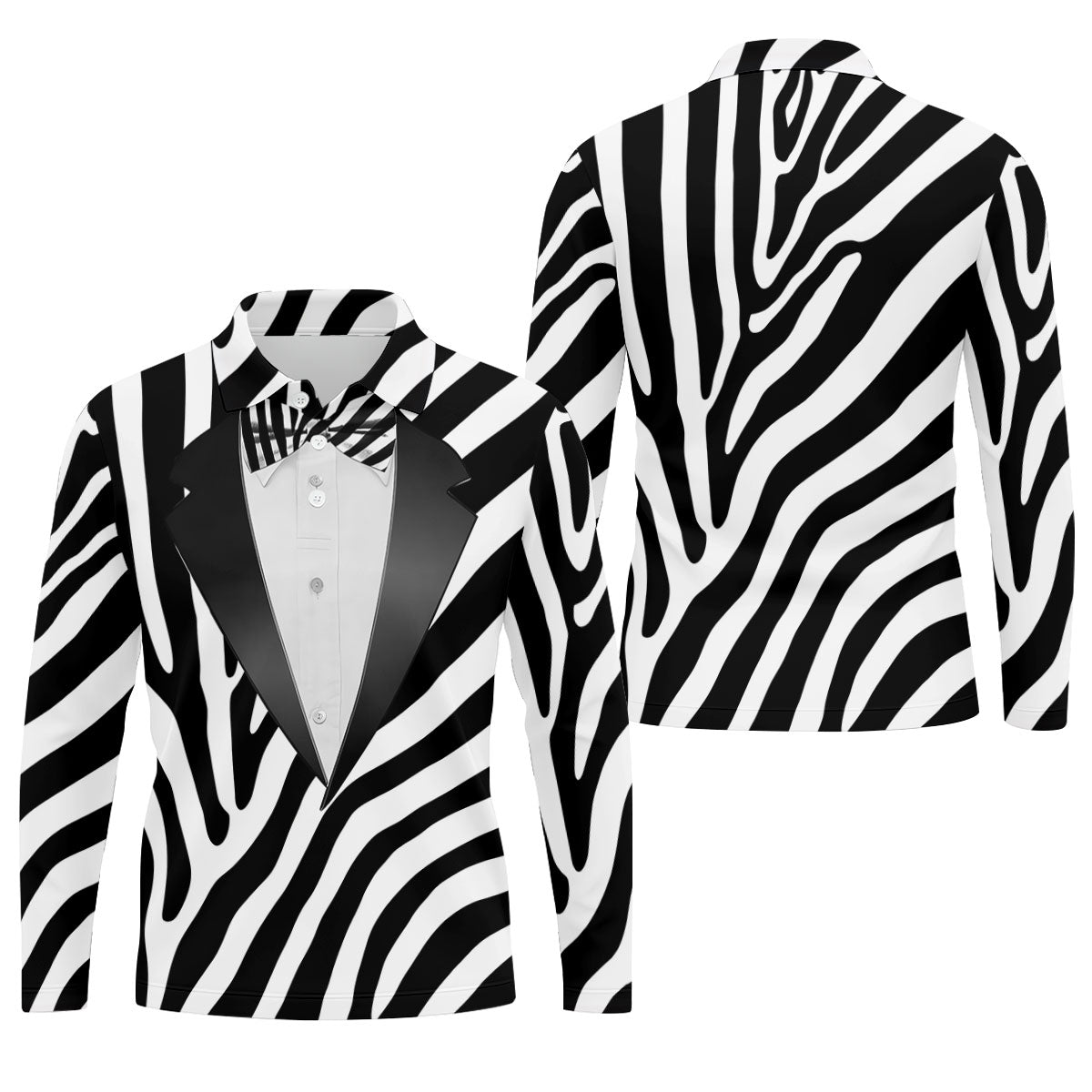 Zebra Pattern Funny Costume Hawaiian Golf Shirt, Polo Shirts For Men, Golf Shirts For Men