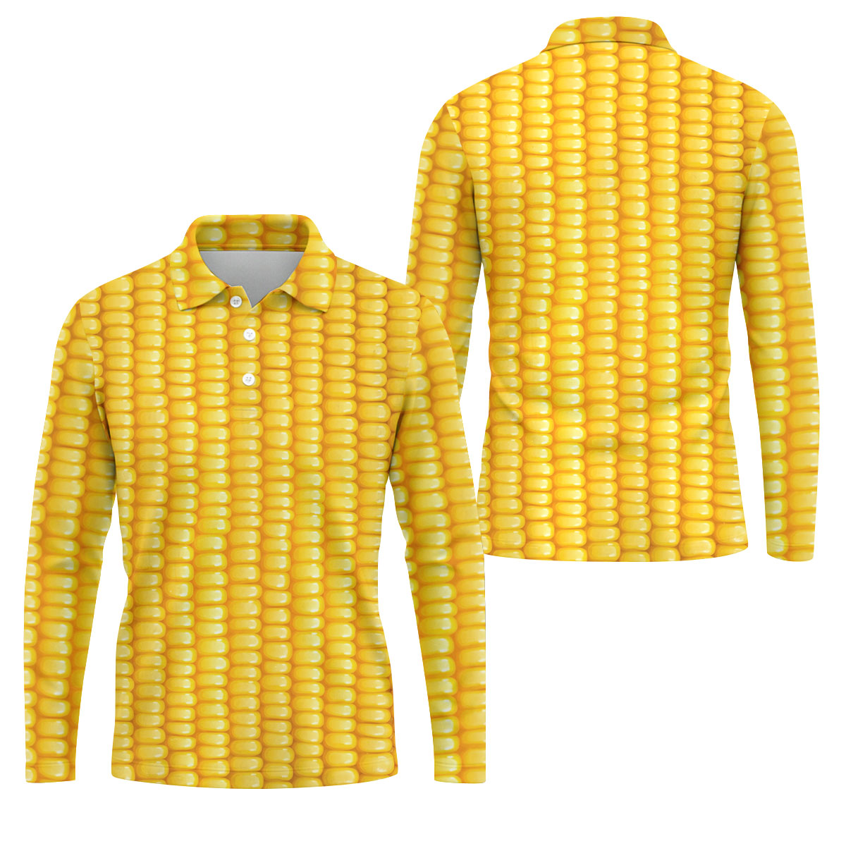 Realistic Sweet Corn Cob Print Design Hawaiian Golf Shirt, Golf Shirts For Men, Polo Shirts For Men