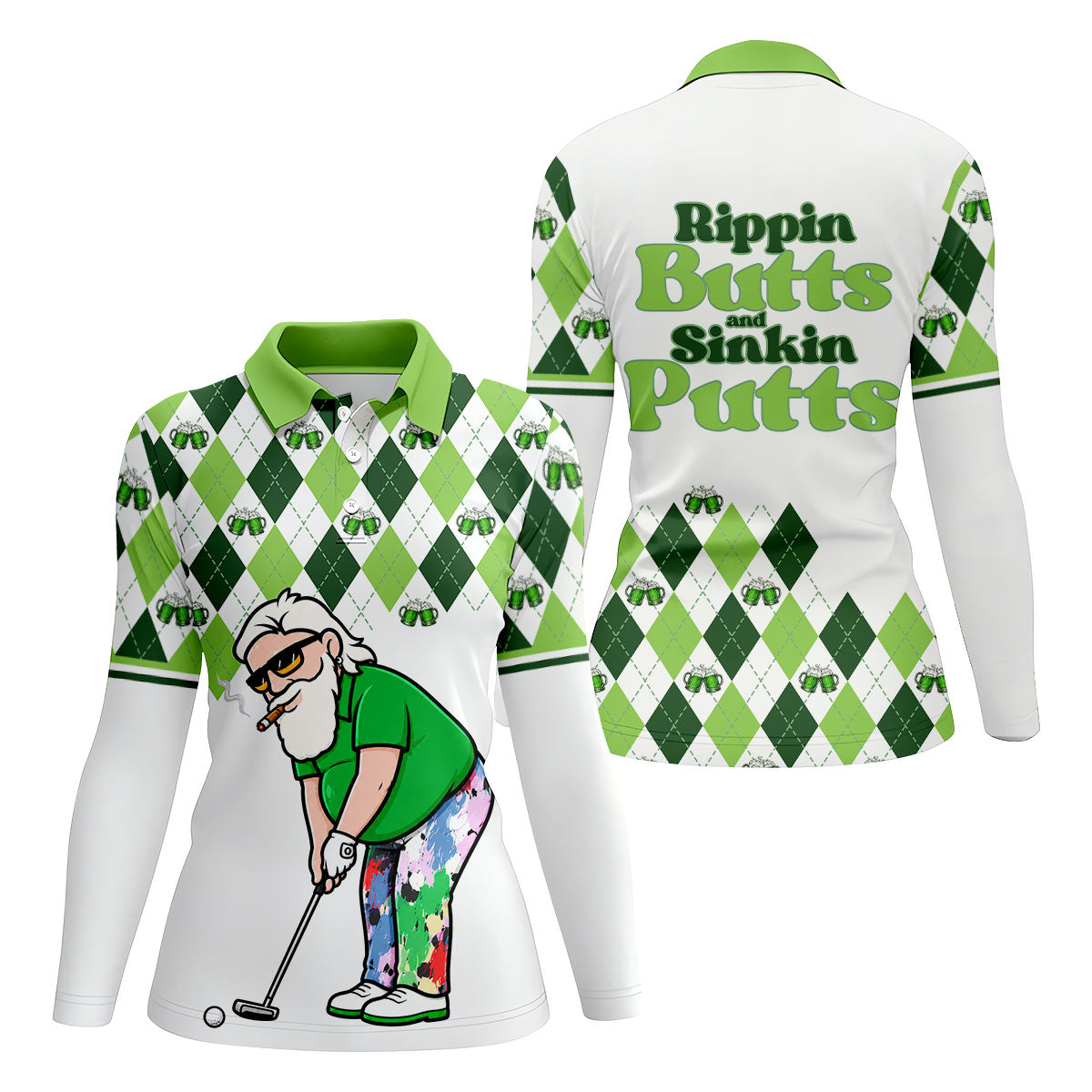 Funny Rippin Butts And Sinkin Putts Polo Shirt, Women’s Golf Polo, Golf Shirts For Women