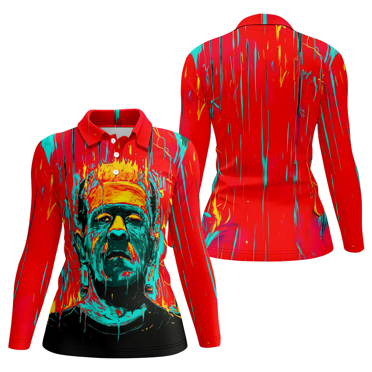 Colorful Horror Character Halloween Polo Shirt, Women’s Golf Polo, Golf Shirts For Women