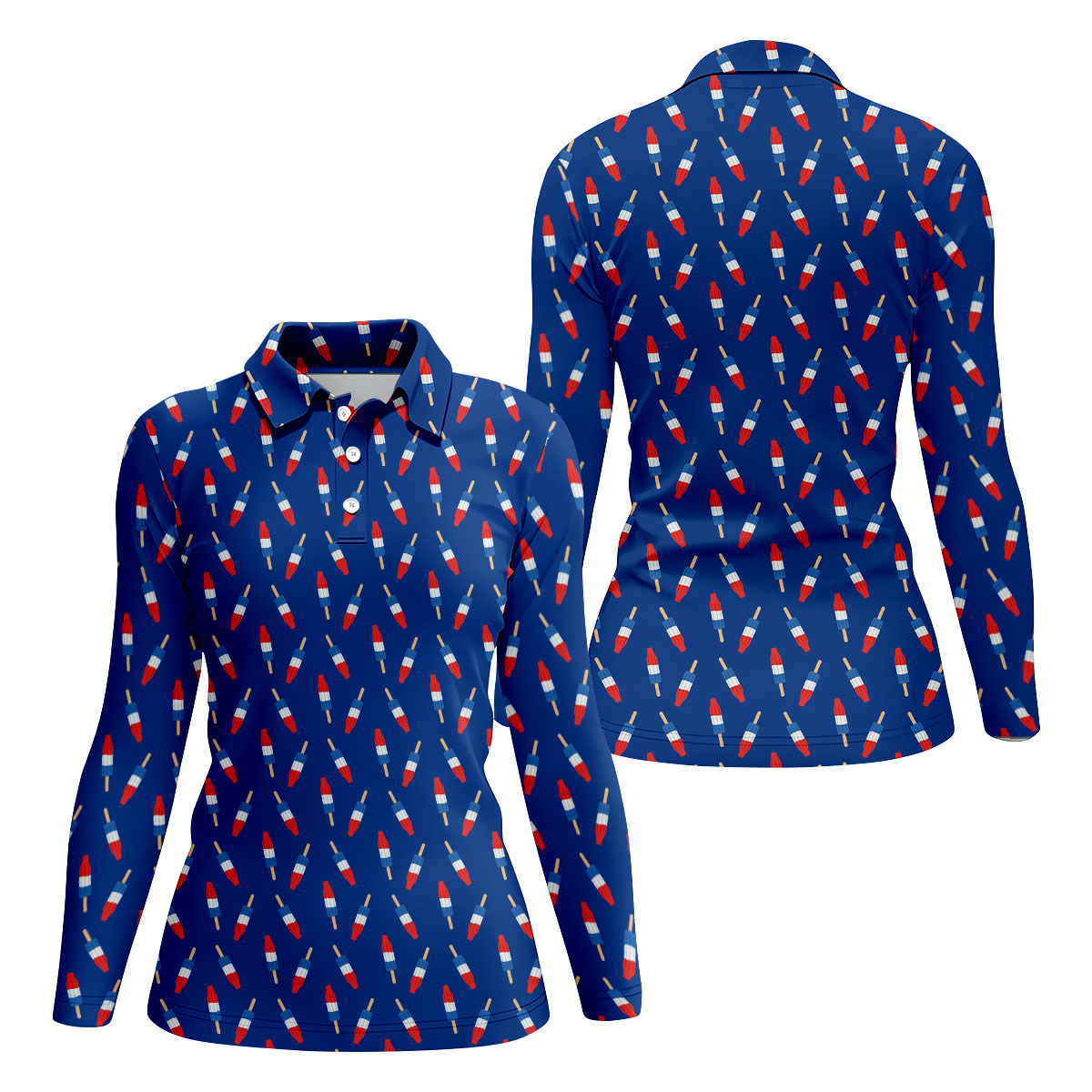 Red White Blue Patriotic Popsicles 4th Of July Golf Shirt, 250th Anniversary Golf Shirt For Women