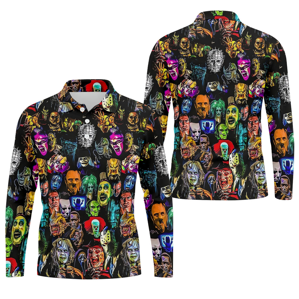 Halloween Horror Character Hawaiian Golf Shirt, Mens Golf Polo, Golf Shirts For Men