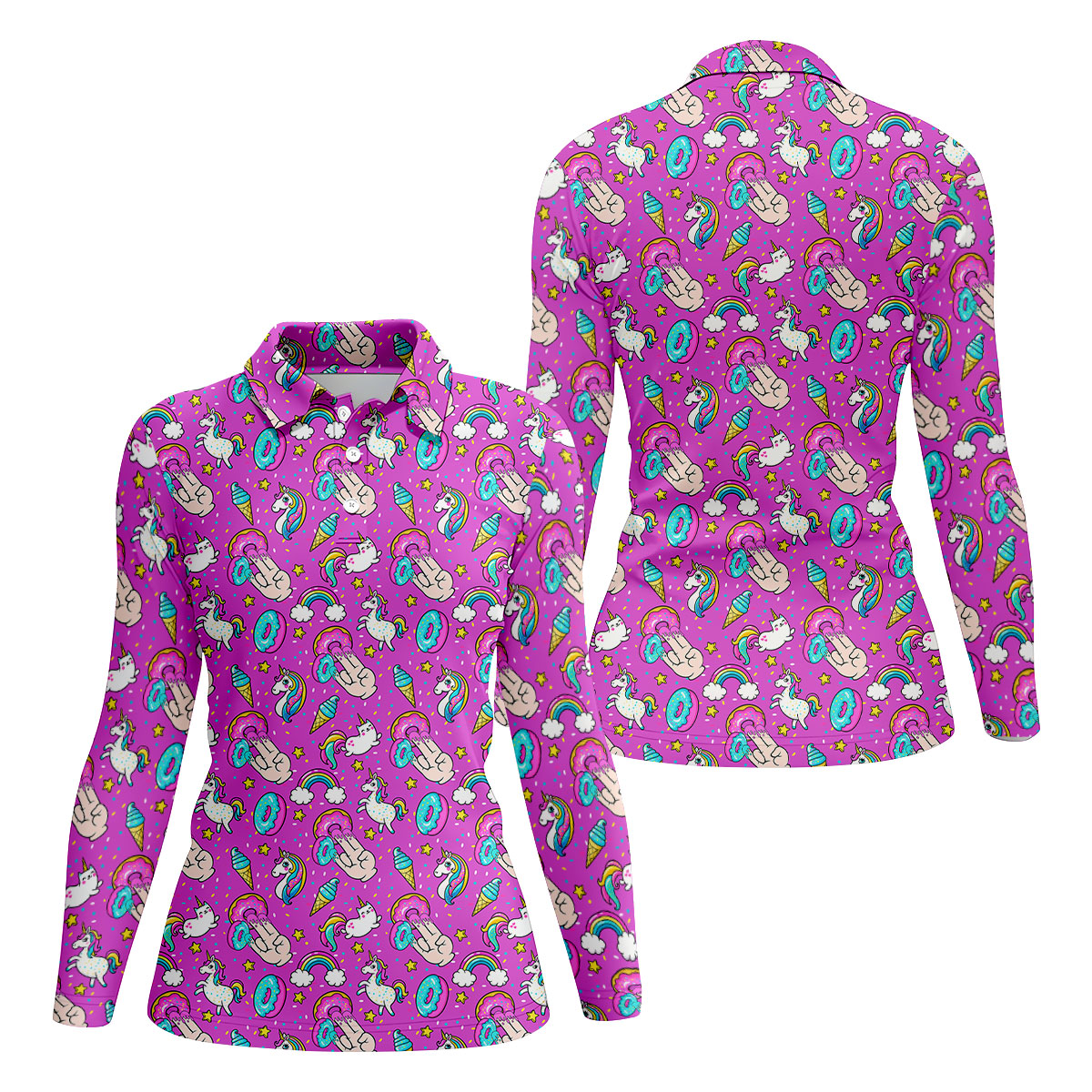 Funny Donut Fingers Pink Adult Humor Women Golf Shirts, Ladies Golf Shirt, Valentines Golf Gift