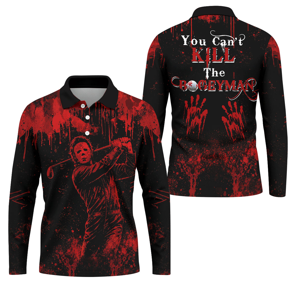 You Cant Kill The Bogeyman Horror Character Polo Shirt, Halloween Shirt, Mens Golf Polo
