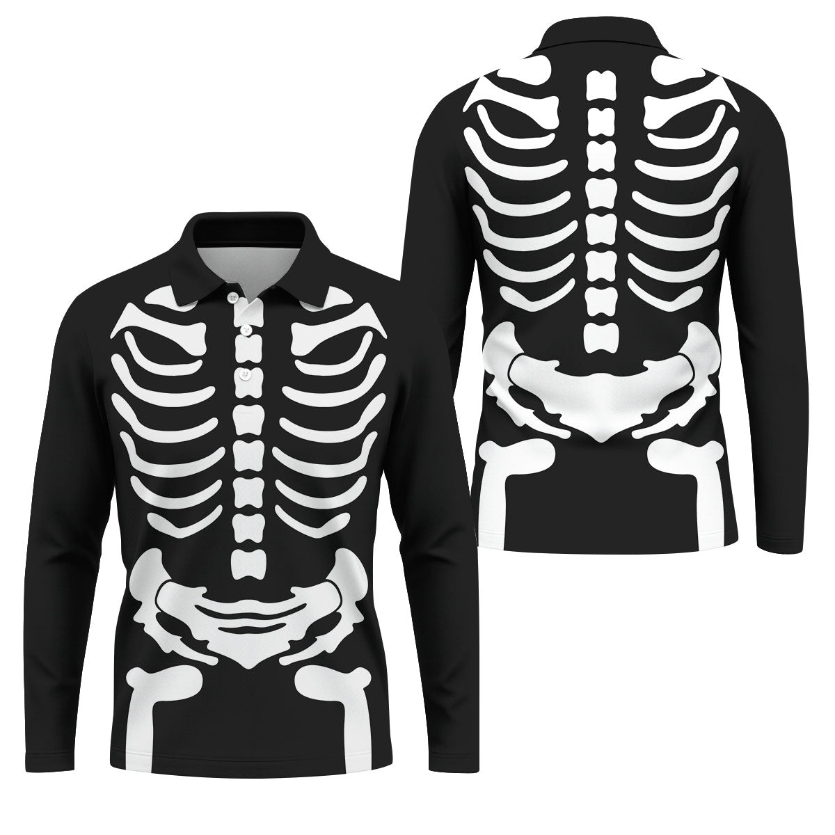 Halloween Skeleton Costume Golf Shirt, Men's Golf Shirt, Hawaiian Golf Shirt For Men