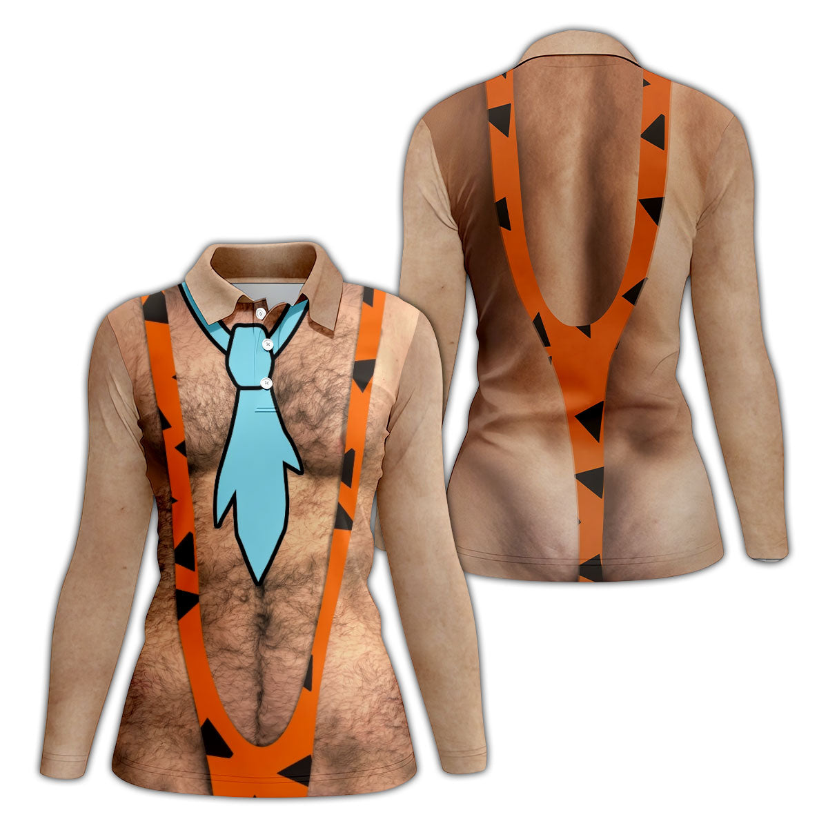 Funny Hairy Chest And Tie Halloween Costume Polo Shirt, Women's Golf Polo, Golf Apparel
