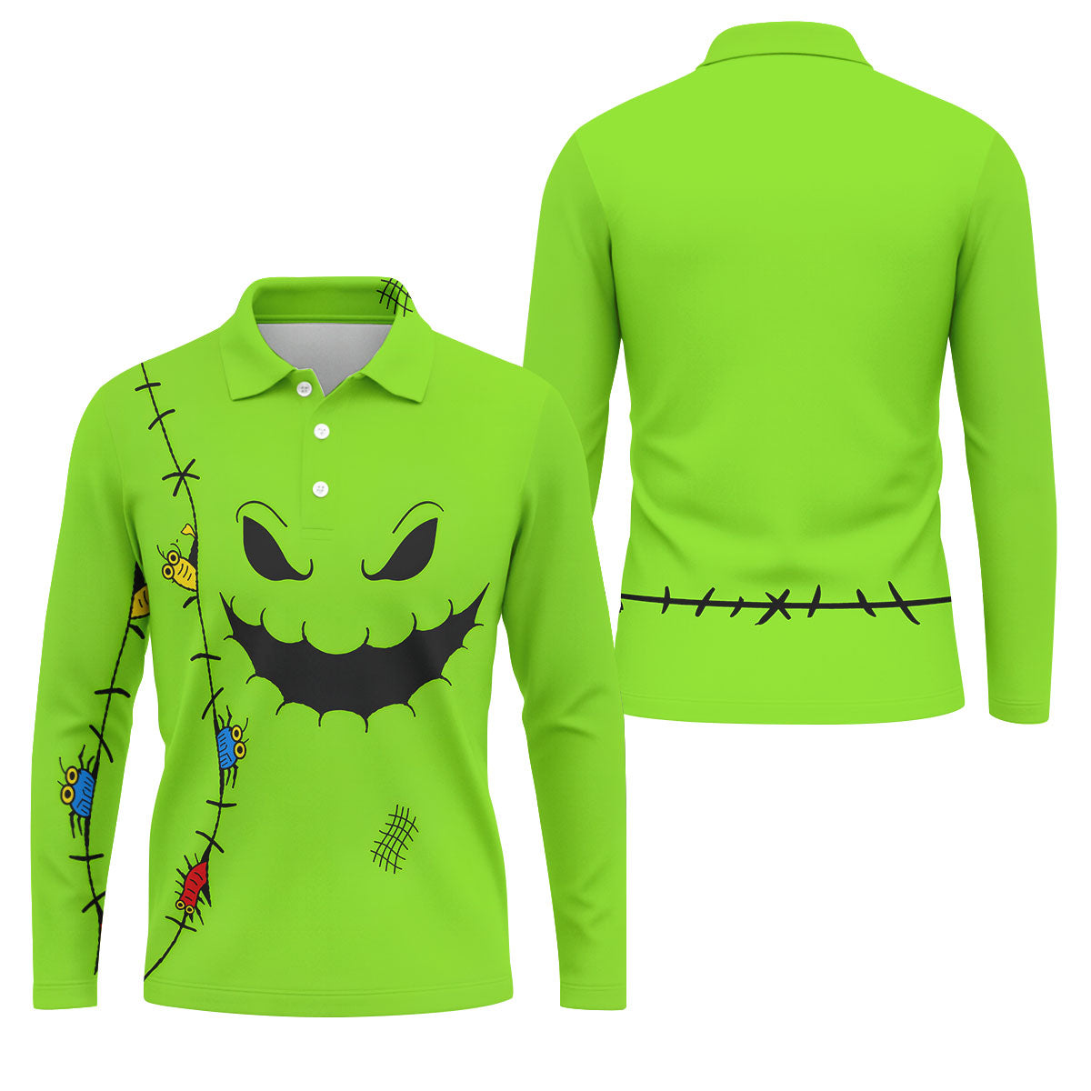 Halloween Monster Face Sleeveless Golf Polo Shirt, Mens Golf Polo, Golf Shirts For Men