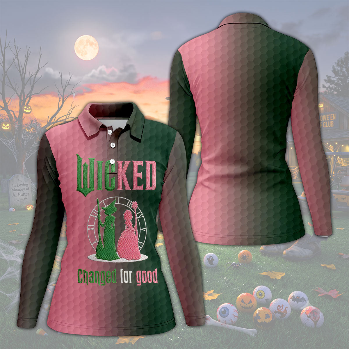 Wicked Changed For Good Embroidered Golf Shirt, Women's Golf Polo, Printed Golf Shirt