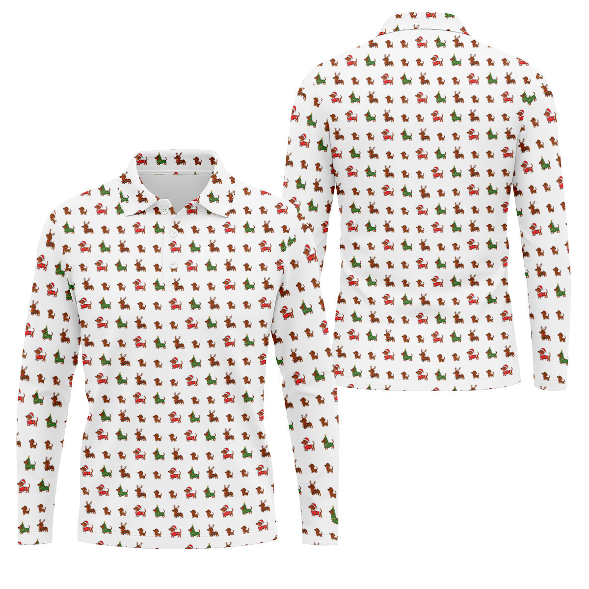 Christmas Dachshund Golf Tops For Men, Christmas Golf Shirt, Polo Shirts For Men, Golf Shirts For Men