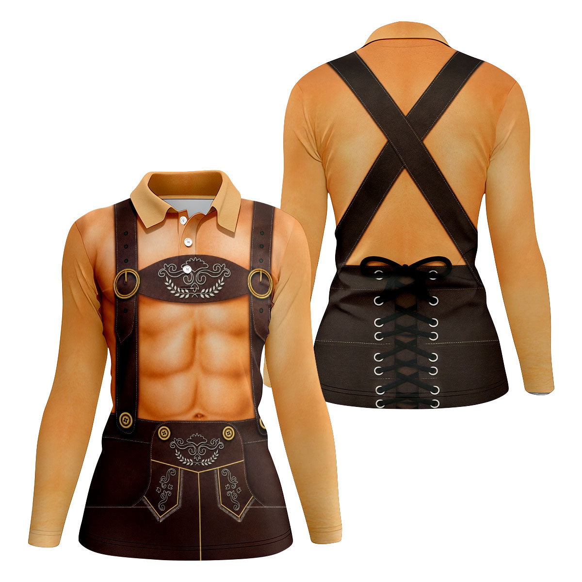 Funny Lederhosen Oktoberfest Costume Polo Shirt, Golf Shirts For Women, Women’s Golf Apparel