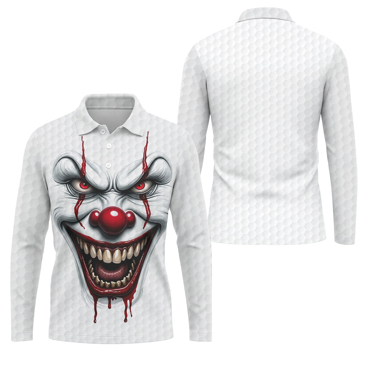 Clown Horror Character Golf Ball Halloween Polo Shirt, Men's Golf Shirt, Mens Golf Polo