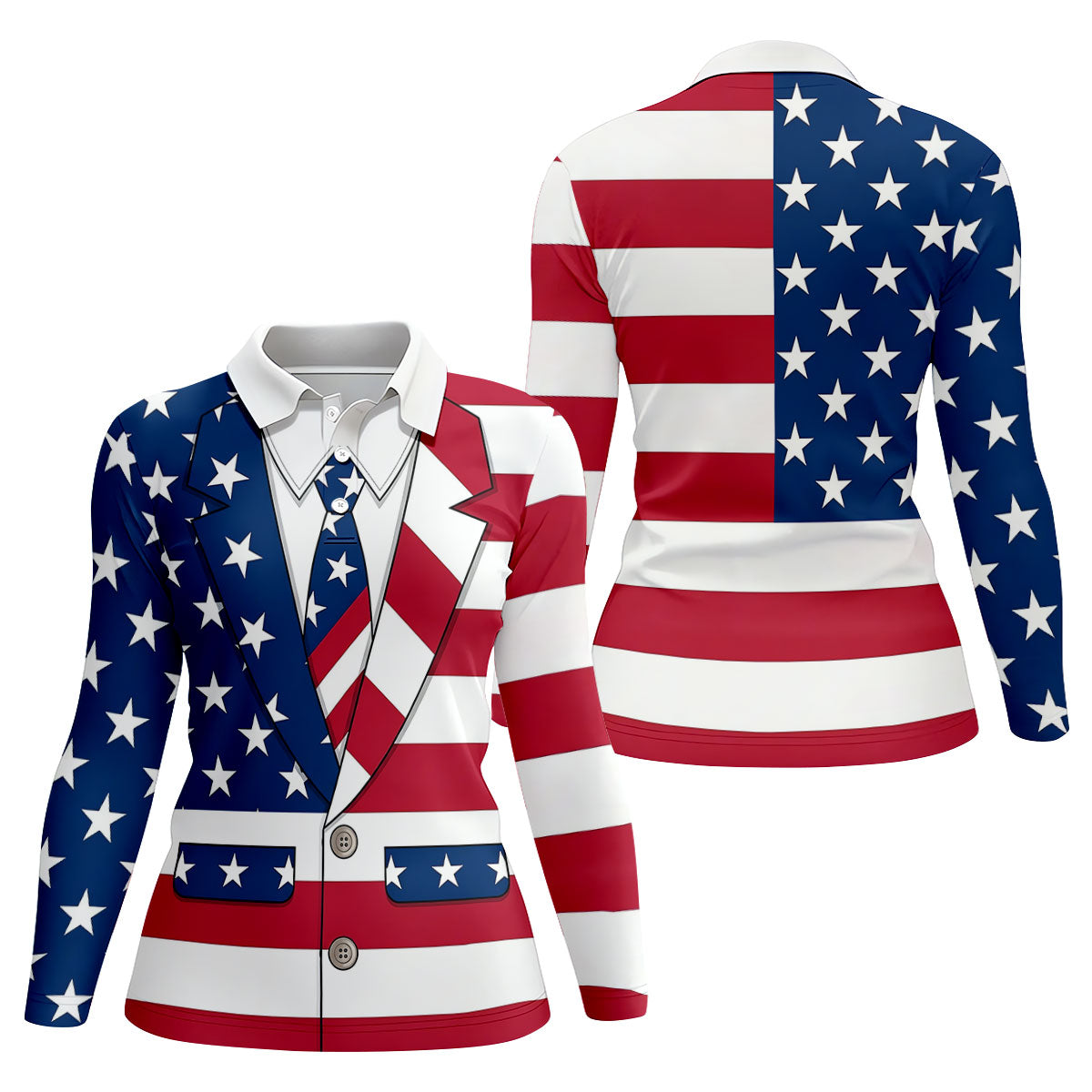 US Flag Costume Patriotic 4th Of July Golf Shirt, 250 Years Golf Shirt For Women