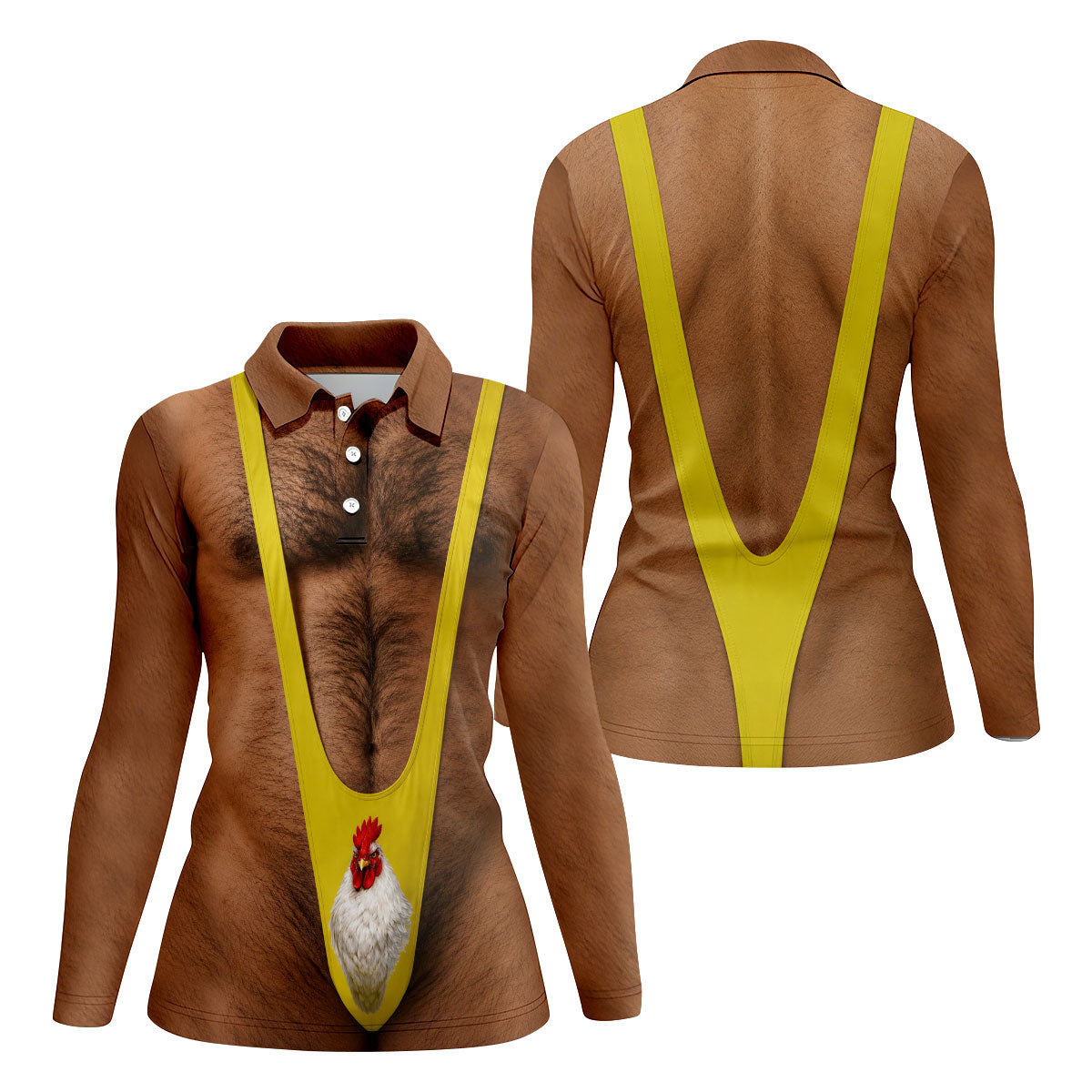 Funny Chicken Yellow Singlet Body Golf Shirt, Women’s Golf Polo, Printed Golf Shirt