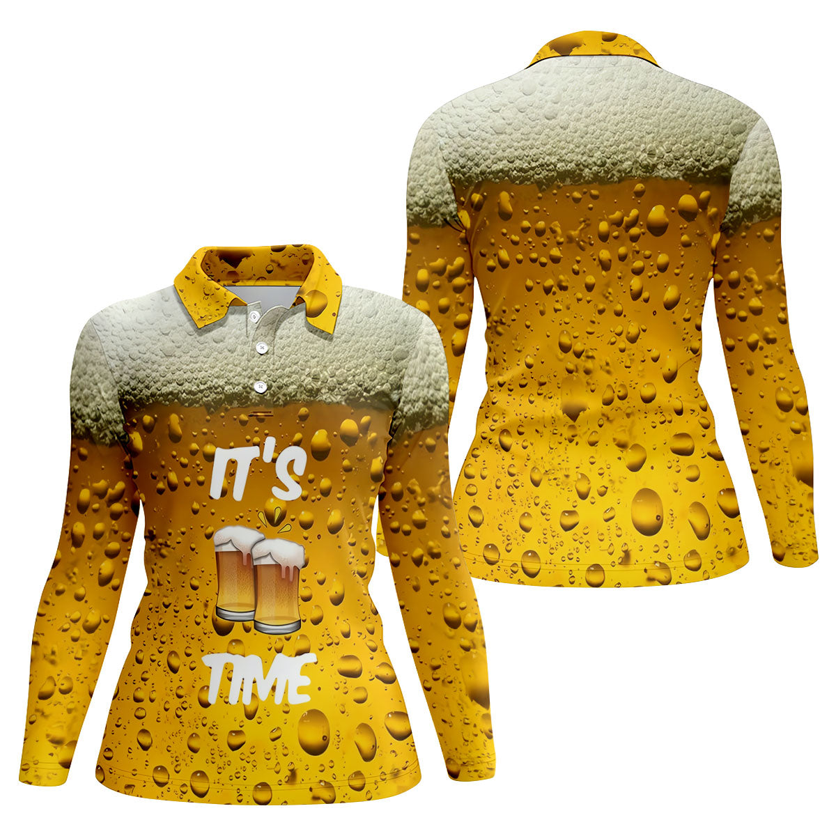 It's Time Golf And Beer Women's Golf Tops, Hawaiian Golf Shirt, Ladies Golf Polos