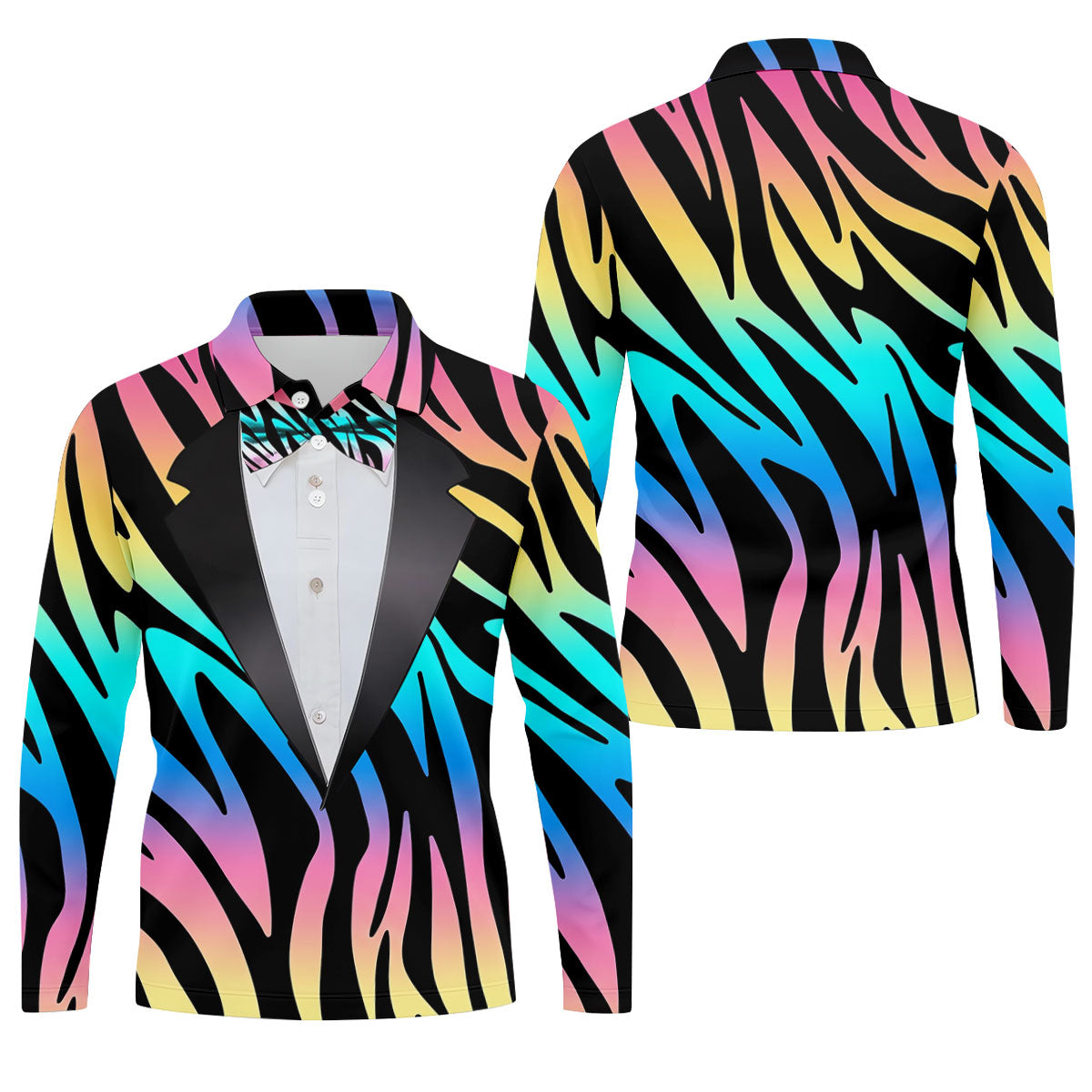 Colorful Zebra Funny Costume Hawaiian Golf Shirt, Polo Shirts For Men, Golf Shirts For Men