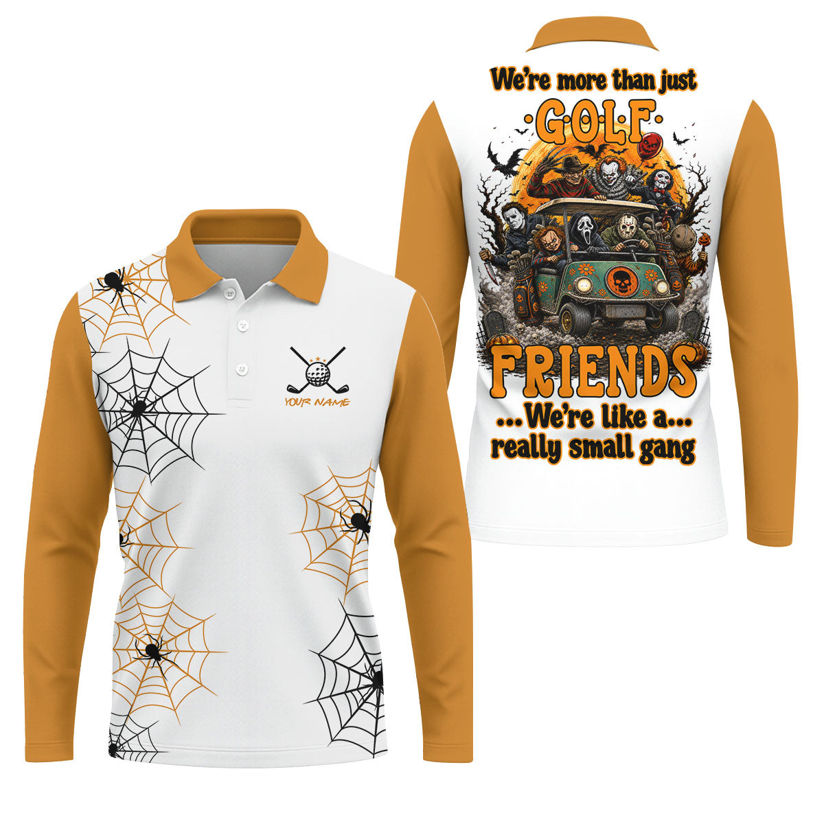 Custom Halloween Golf Friends Hawaiian Golf Shirt, Mens Golf Polo, Golf Shirts For Men