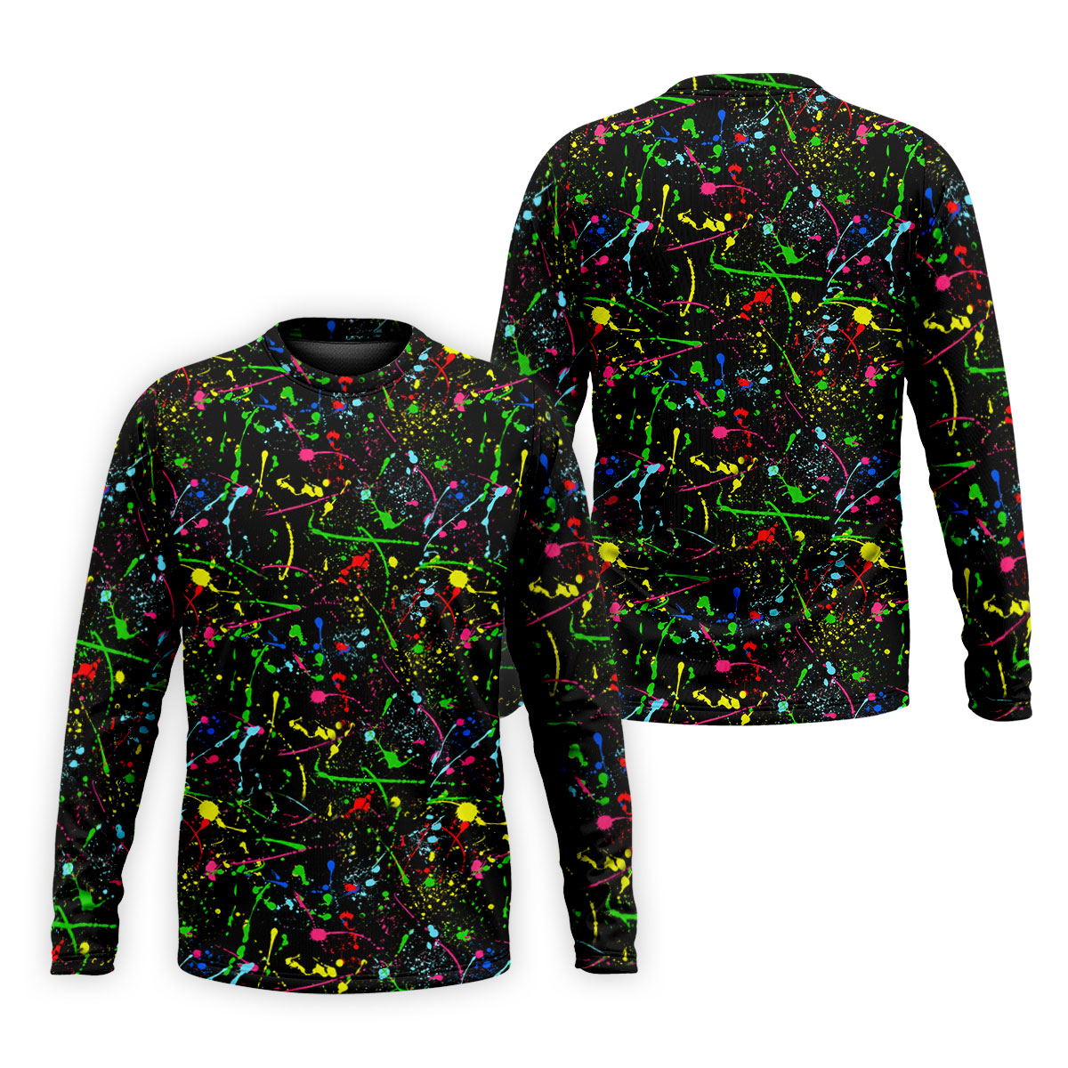 Black Neon Paint Splatter Golf Shirt, Men's Golf Shirt, Golf Apparel For Men