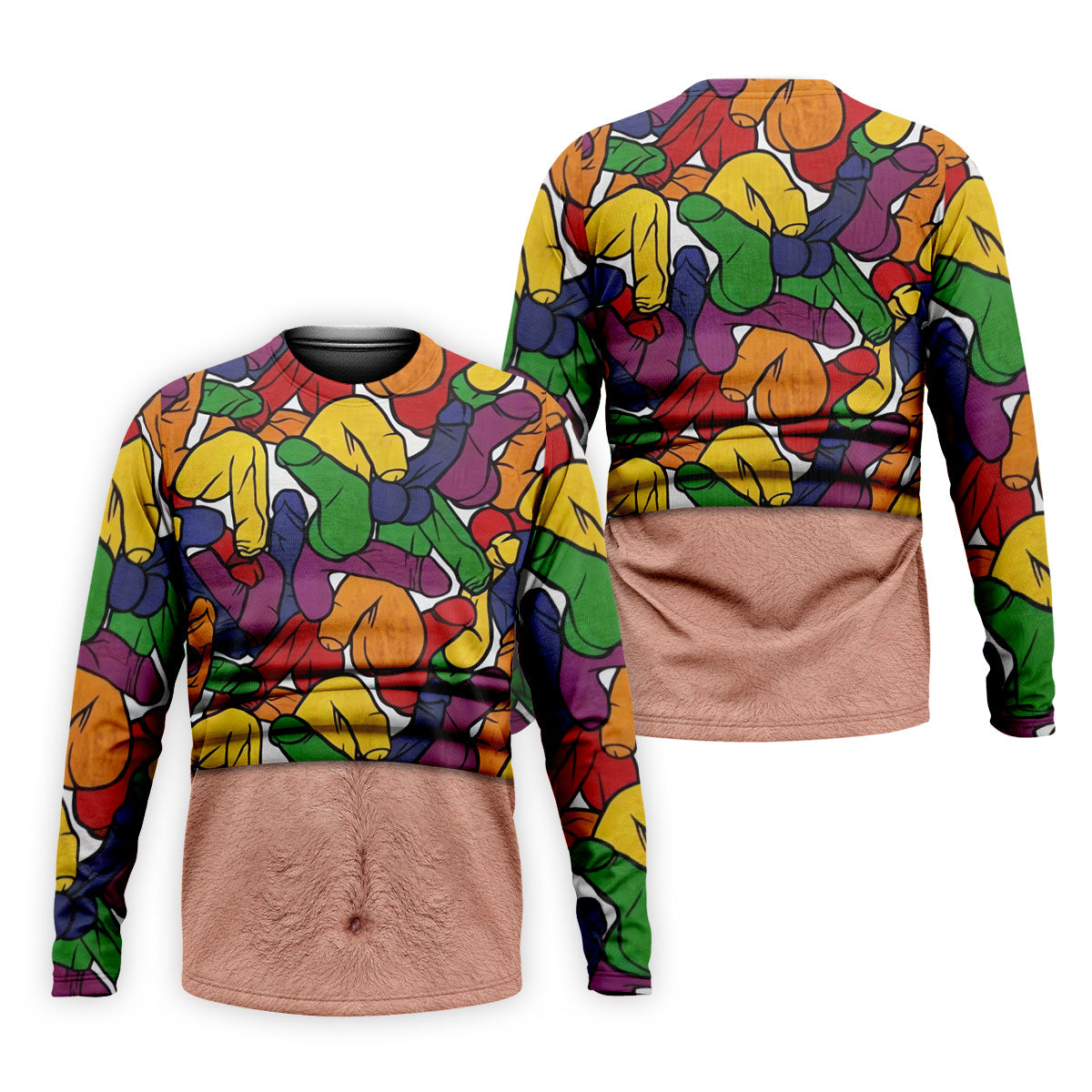 Funny Belly Illusion Colorful Pattern Polo Shirt, Mens Golf Polo, Golf Shirts For Men
