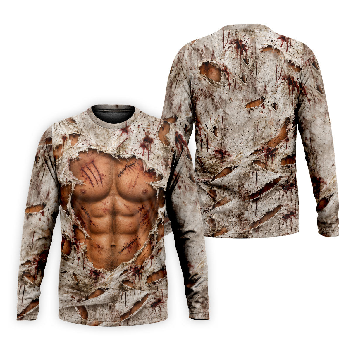 Torn Shirt Muscle Chest Illusion Halloween Polo Shirt, Mens Golf Polo, Printed Golf Shirts