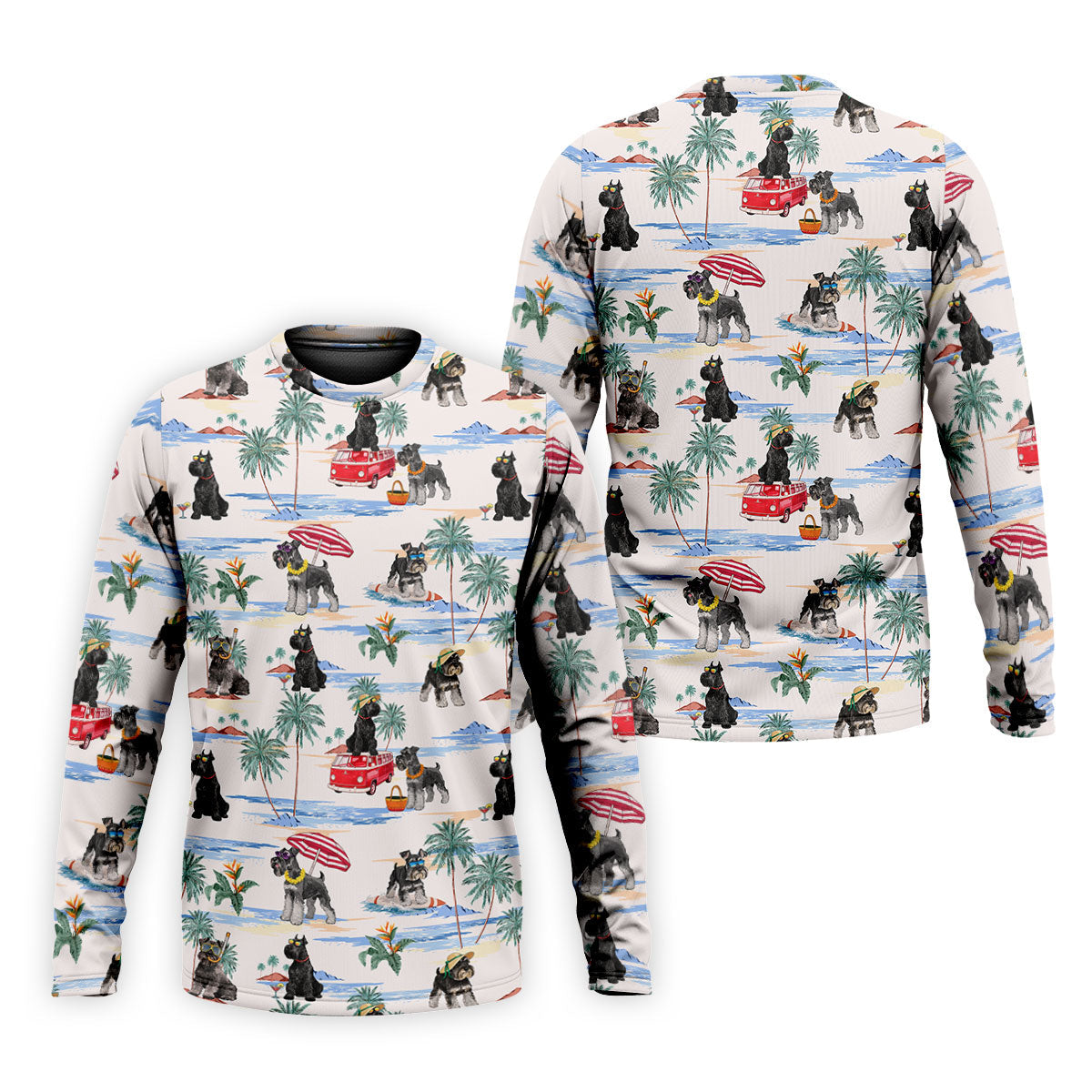 Schnauzer Beach Vacation Tropical Golf Polo Shirt, Hawaiian Golf Shirt, Golf Shirts For Men