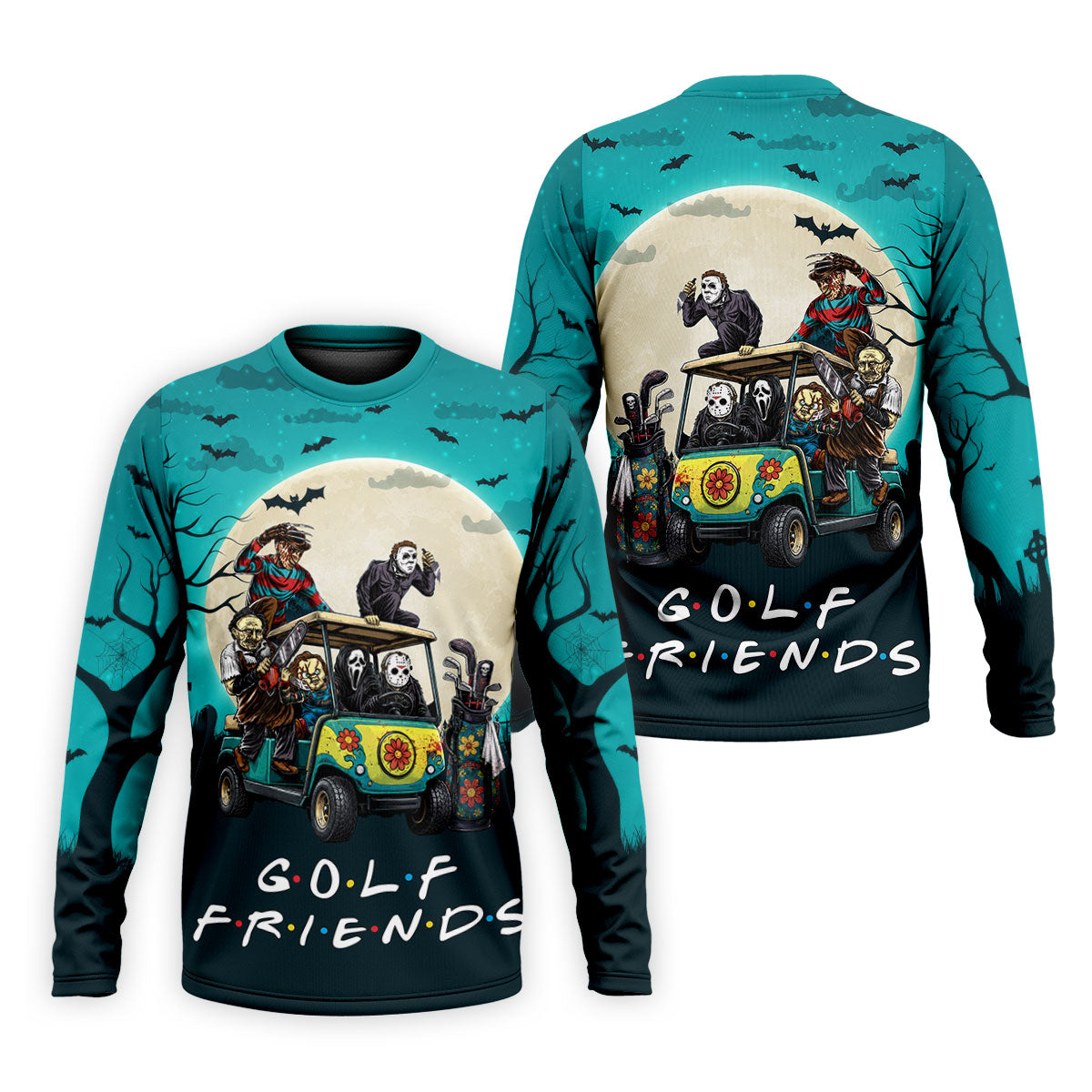 Horror Character Golf Cart Halloween Polo Shirt, Golf Shirts For Men, Halloween Shirt