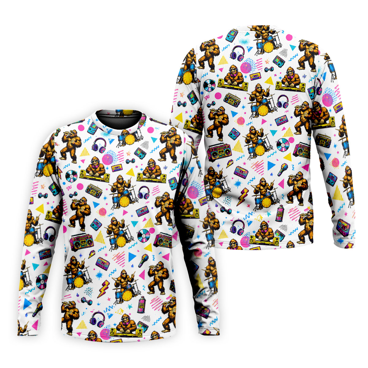 Bigfoot Party Memphis Pattern Retro Golf Shirt, Hawaiian Golf Shirt, Polo Shirts For Men