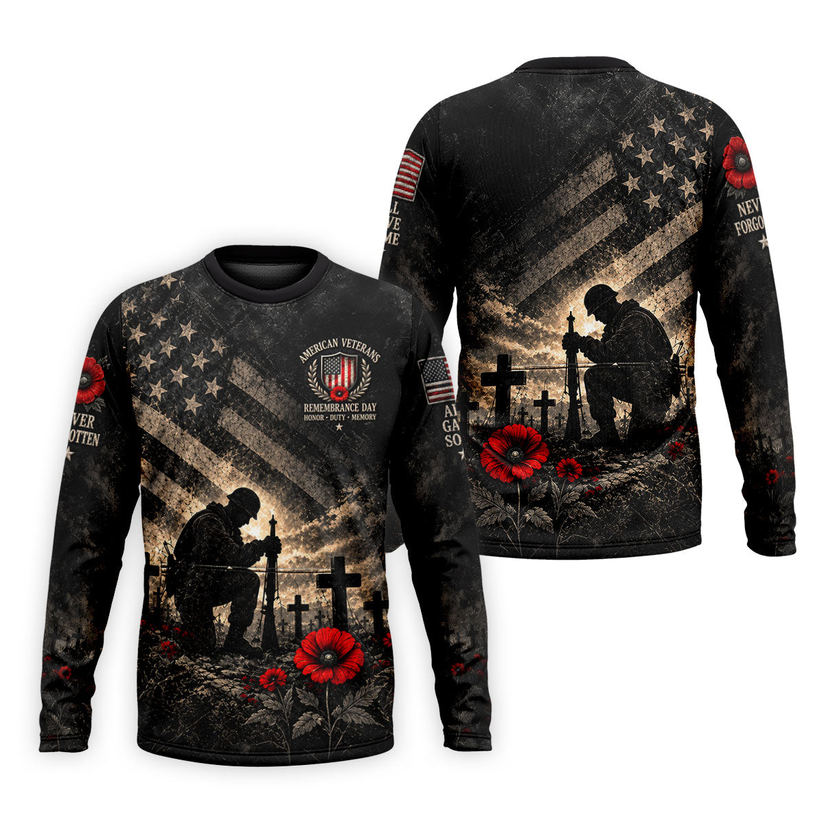 Poppy Soldier Memorial Golf Polo Shirt, Veterans Day Shirt, Mens Golf Polo Shirts