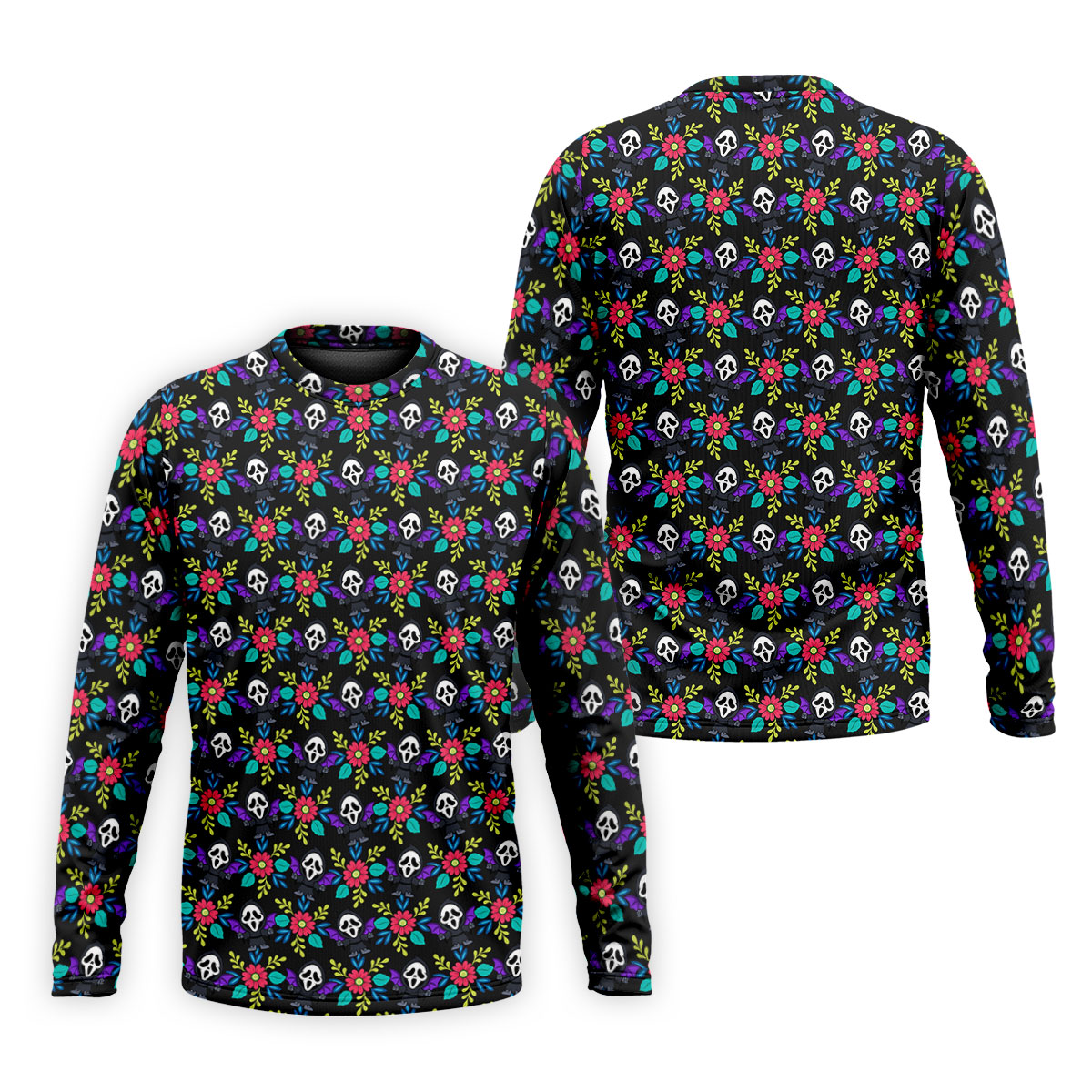 Floral Horror Character Halloween Polo Shirt, Halloween Shirts For Men, Mens Golf Polo