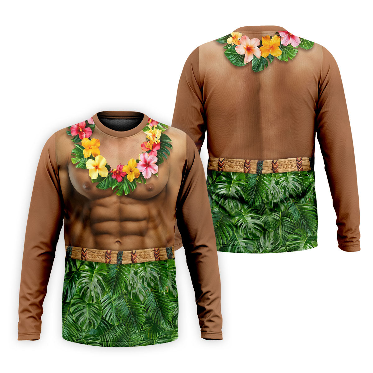 Floral Lei Tropical Theme Party Funny Costume Hawaiian Golf Shirt, Polo Shirts For Men