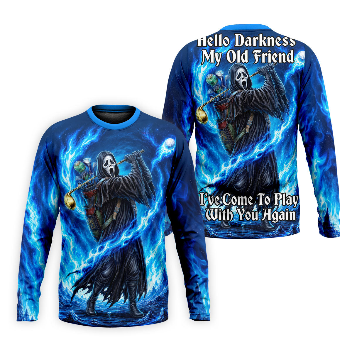 Hello Darkness Flame Horror Character Polo Shirt, Mens Polo Shirts, Men's Golf Shirt